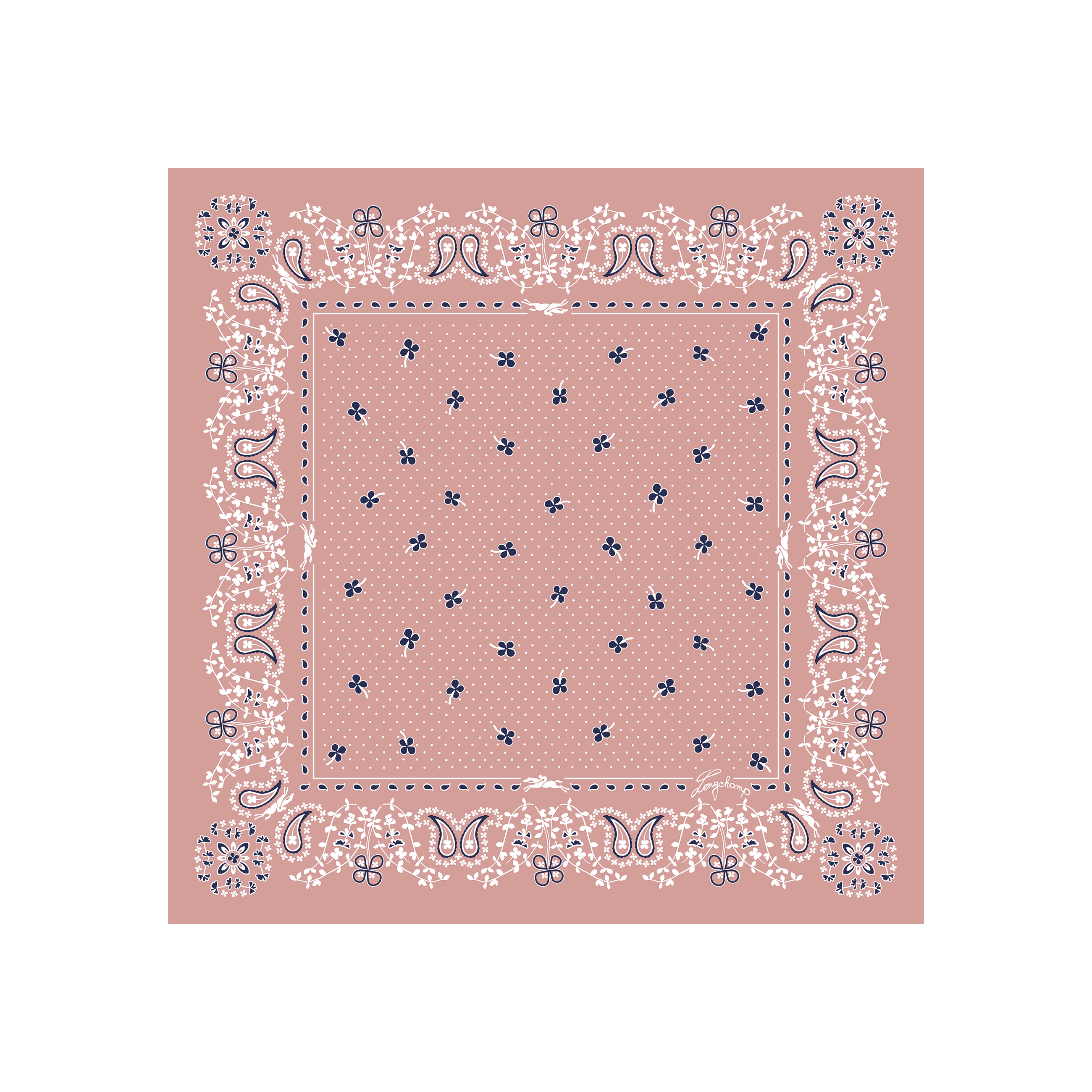 Khăn lụa French Bandana 50x50cm - Pink Tea