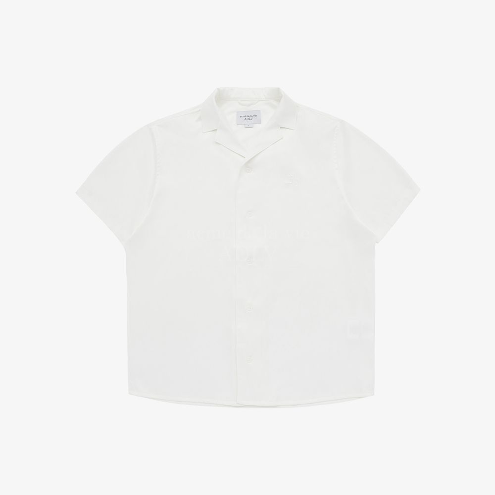 ADLV - Áo Sơ Mi Ngắn Tay Symbol Logo Satin Trắng