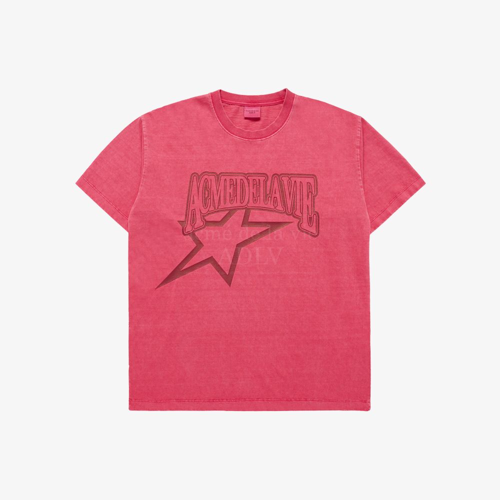 ADLV - Áo Thun Star Ae Logo Pigment Washing Hồng