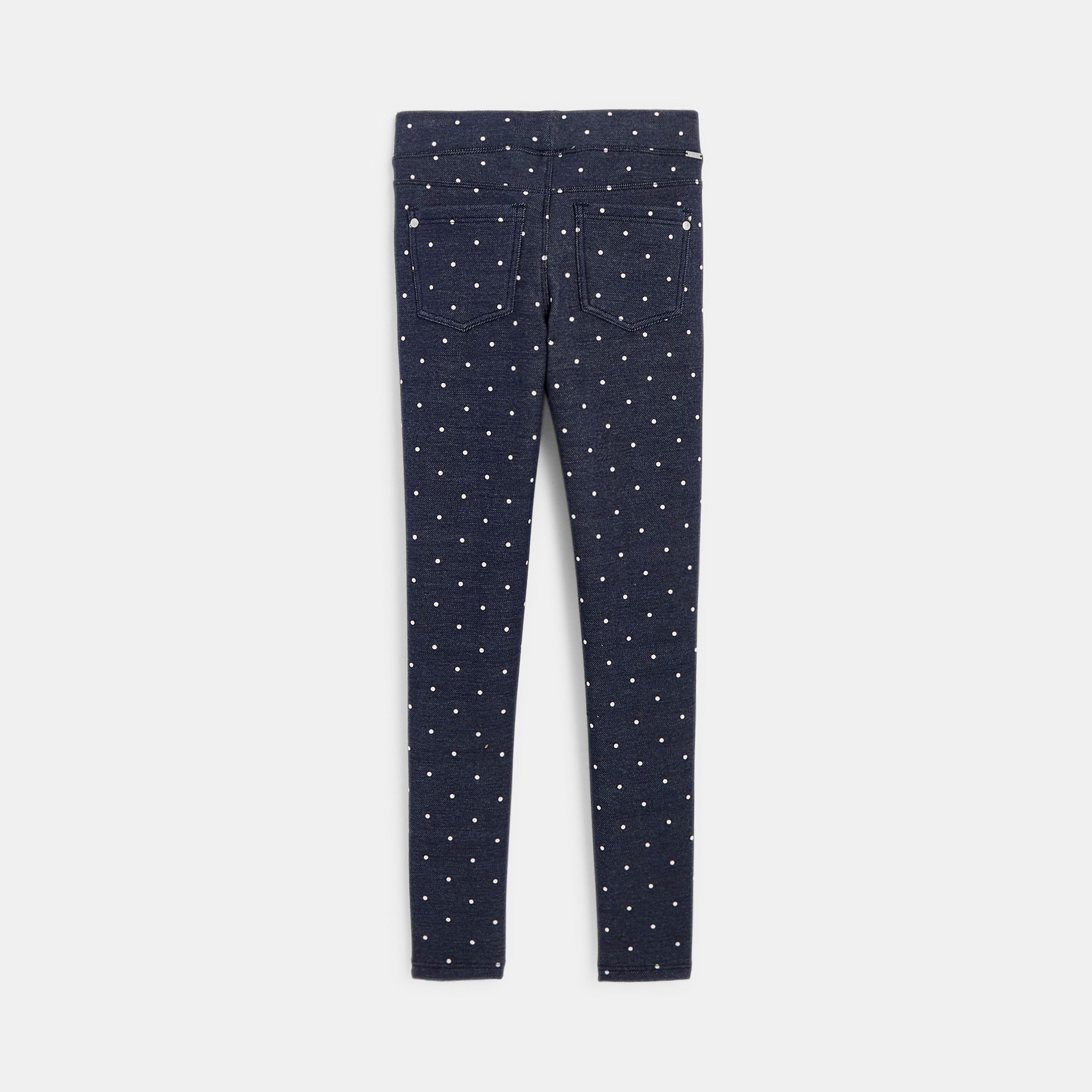 Quần jeggings ấm áp với chấm bi trắng