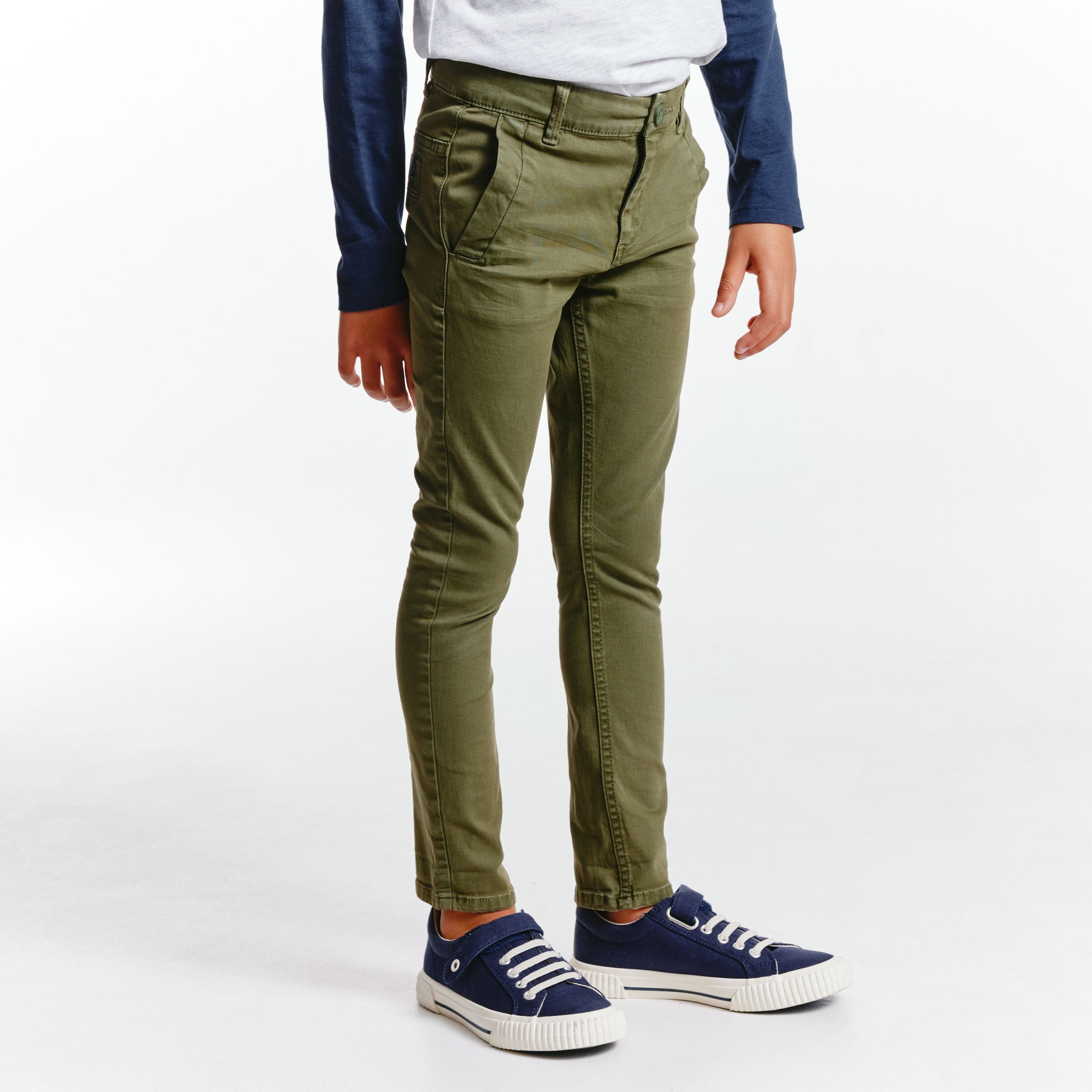 Quần vải chino cotton màu trơn