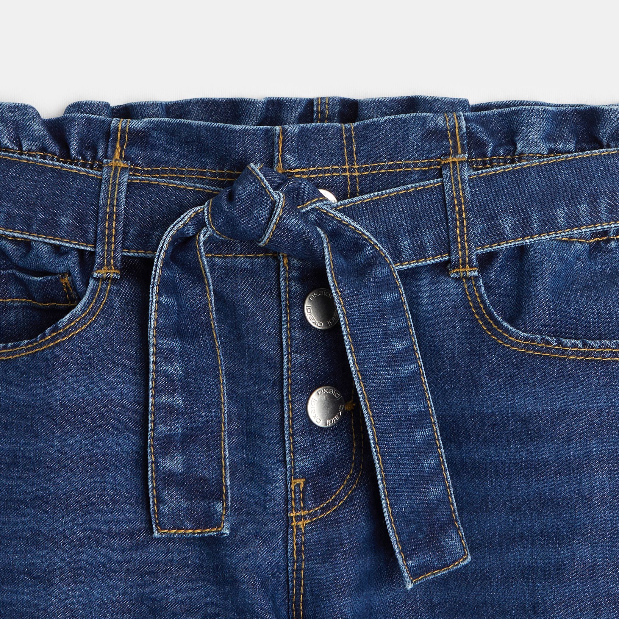 Quần jeans phối dây đai