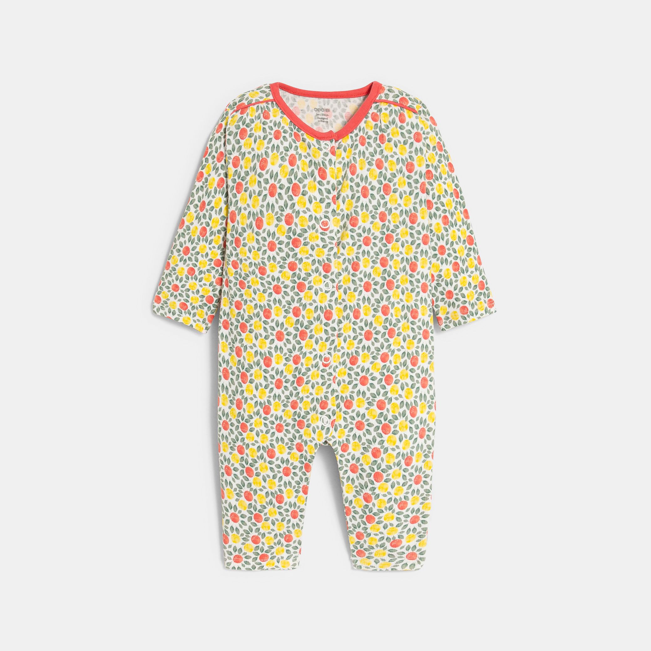 Bộ đồ ngủ cotton có gân hoạ tiết quả chanh