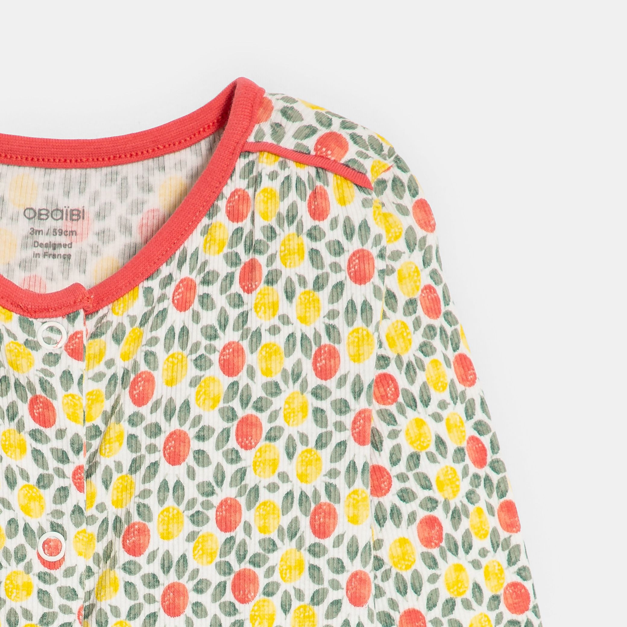Bộ đồ ngủ cotton có gân hoạ tiết quả chanh