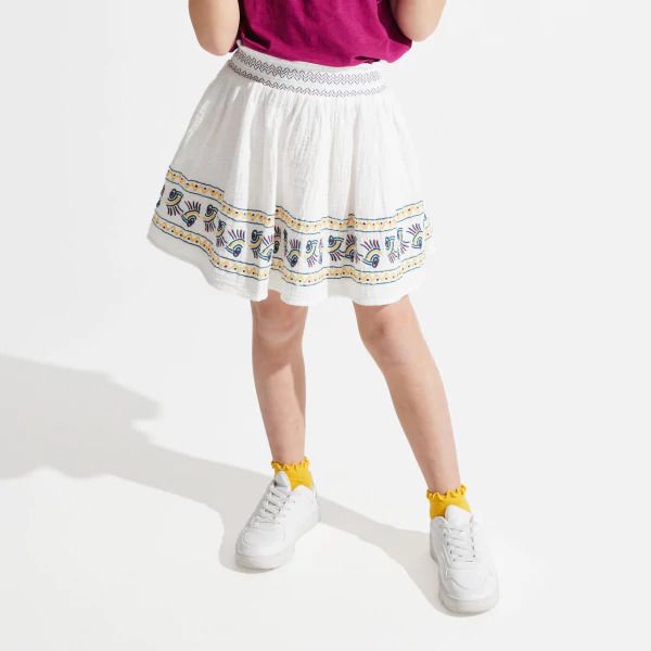 Chân váy cotton thêu họa tiết
