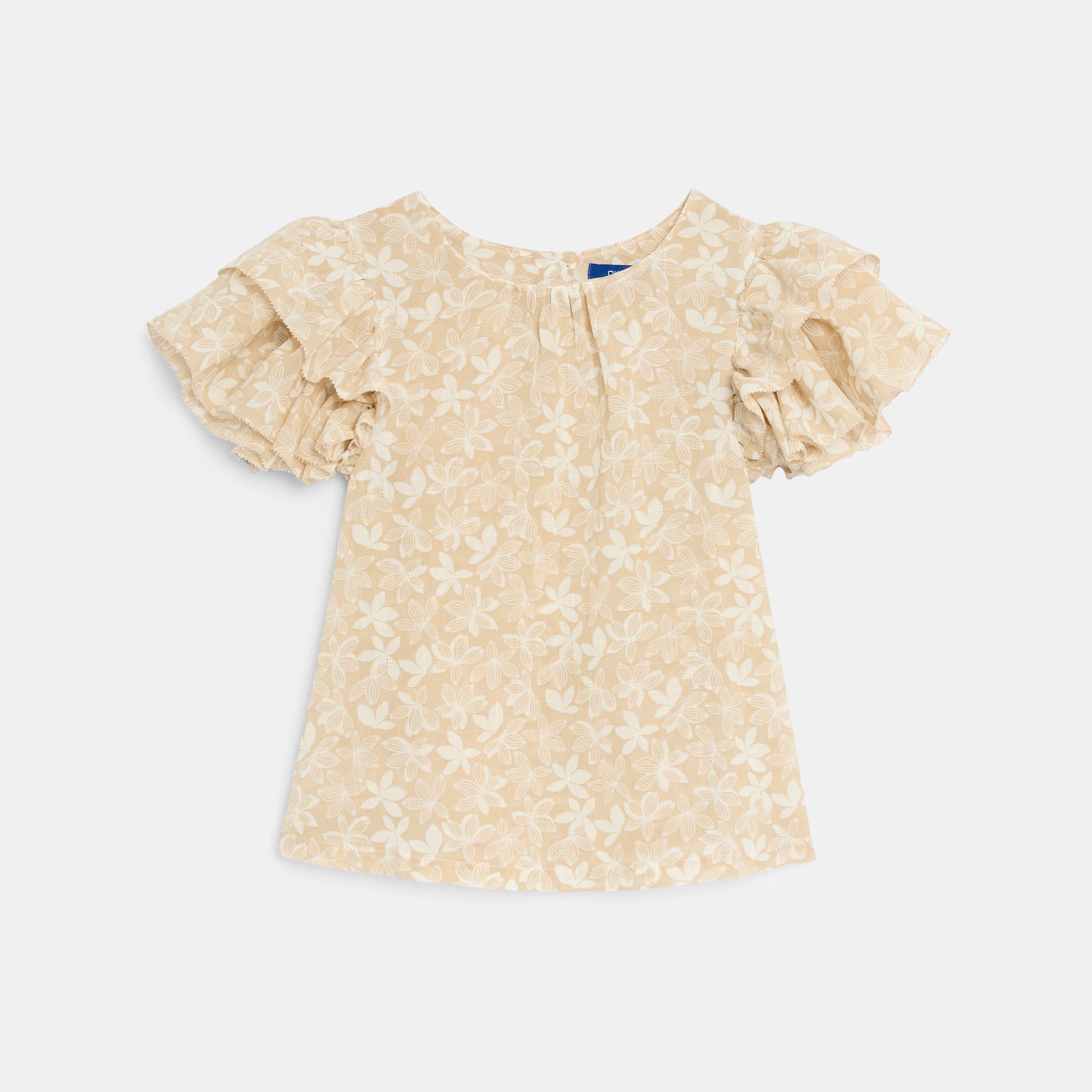 Áo blouse tay bèo in họa tiết