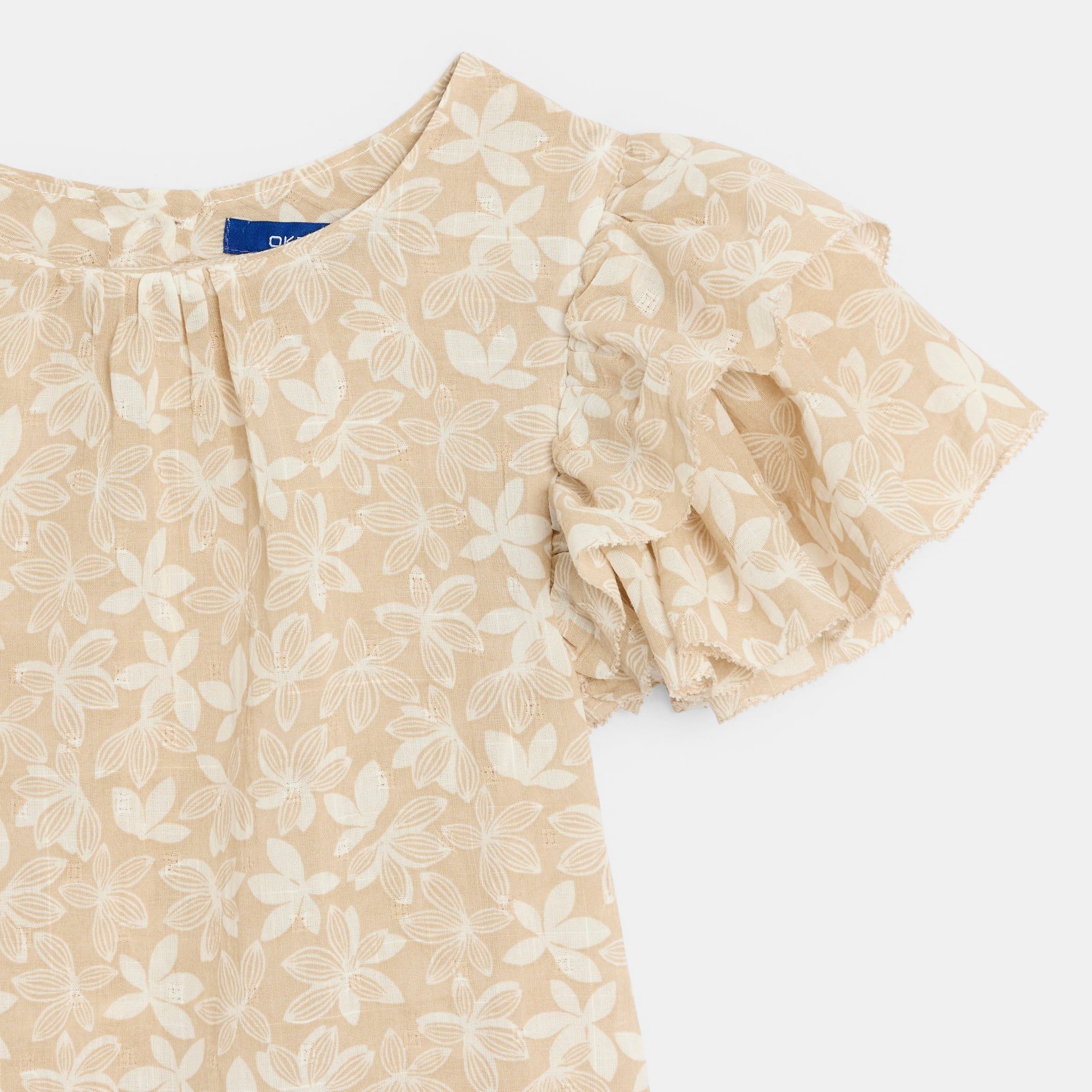 Áo blouse tay bèo in họa tiết