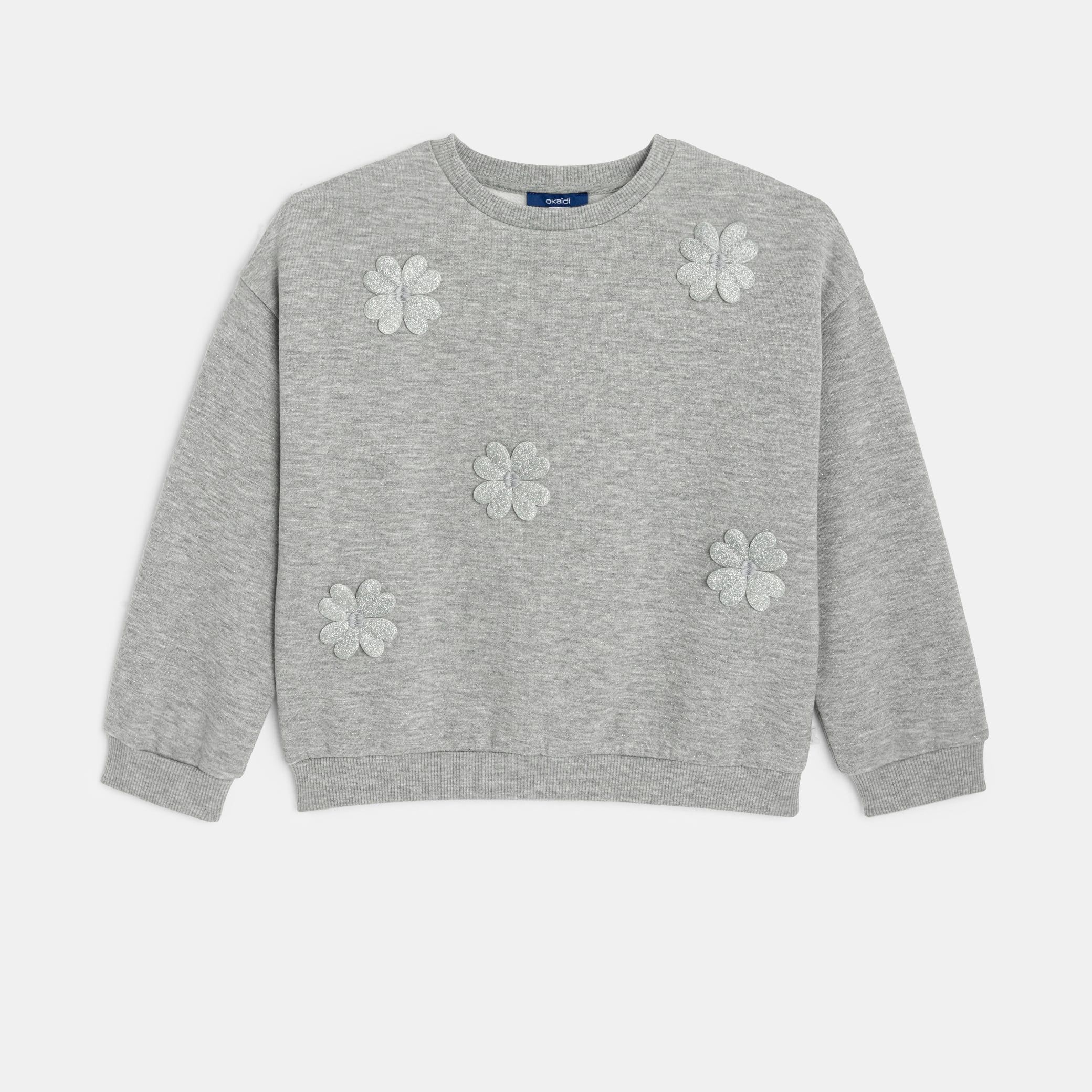 Áo sweatshirt hoa xám cho bé gái