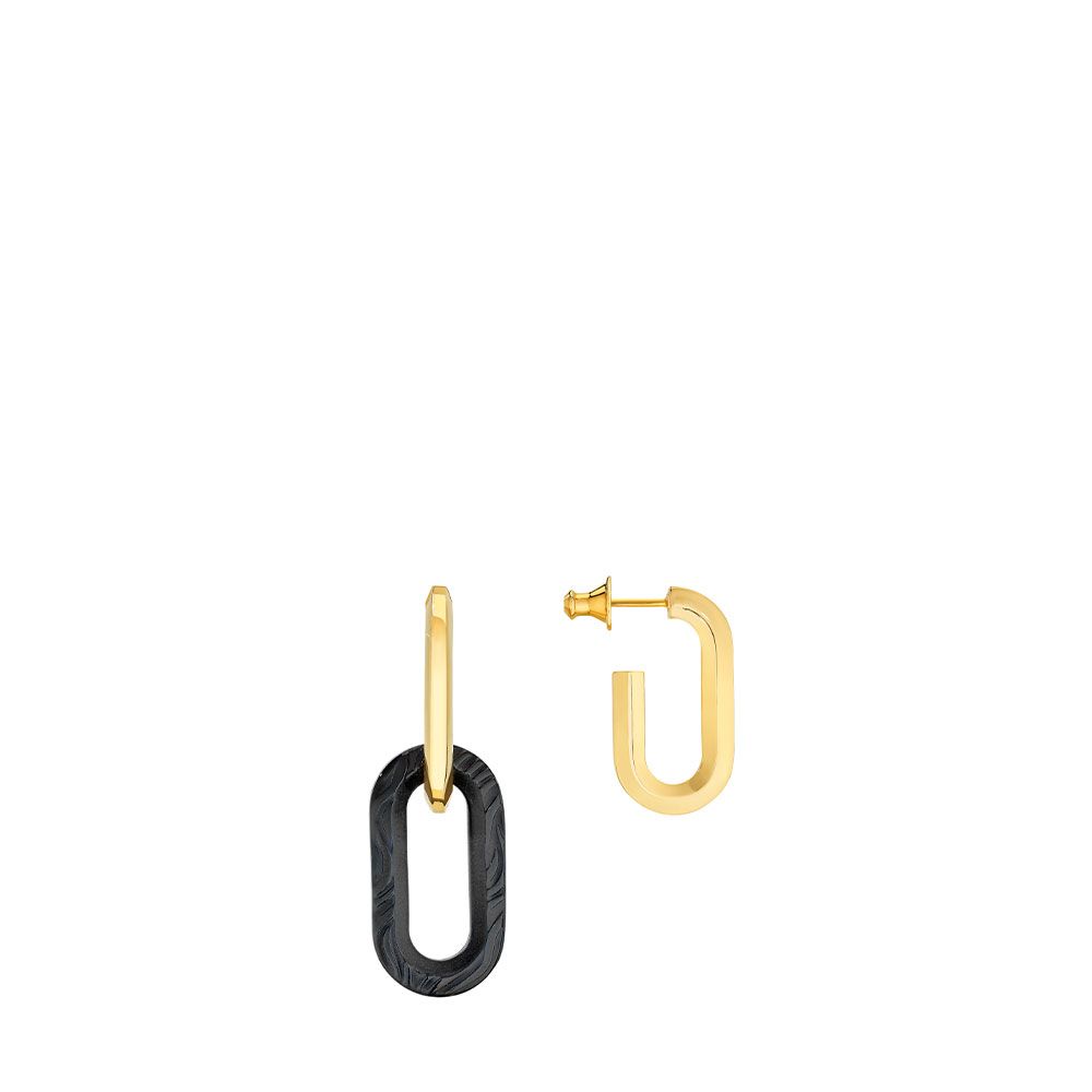 Lalique - Bông tai Empreinte Animale Black Gold Plated