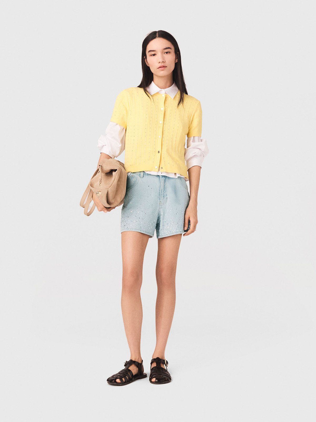 Maje - Quần short đính đá