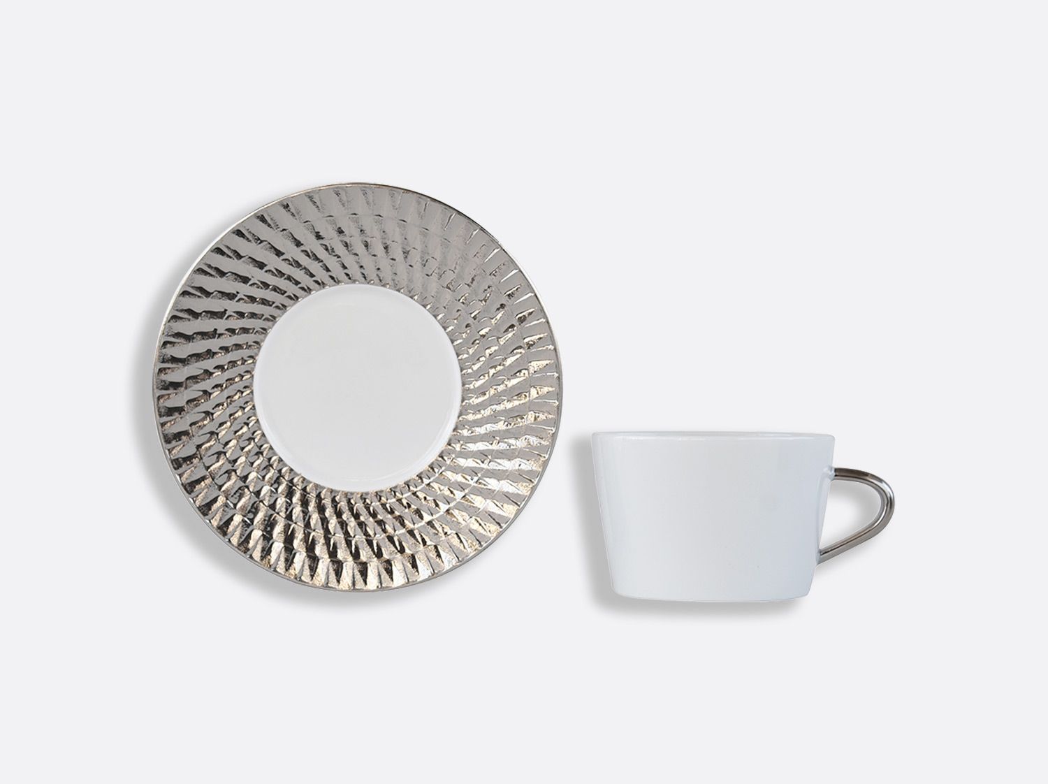 Bernardaud - Bộ cốc và đĩa TWIST PLATINE 200ml