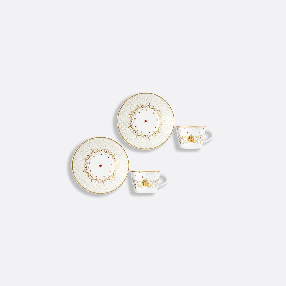 Bernardaud - Bộ 2 tách cà phê espresso kèm đĩa NOËL 80ml