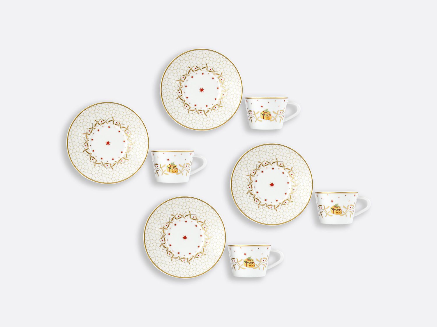 Bernardaud - Bộ 2 tách cà phê espresso kèm đĩa NOËL 80ml