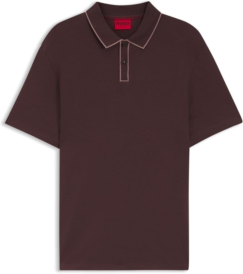 HUGO - Áo polo chất liệu cotton jersey với viền tương phản
