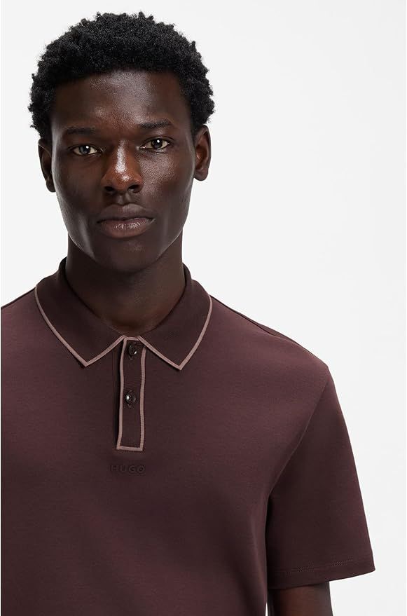 HUGO - Áo polo chất liệu cotton jersey với viền tương phản