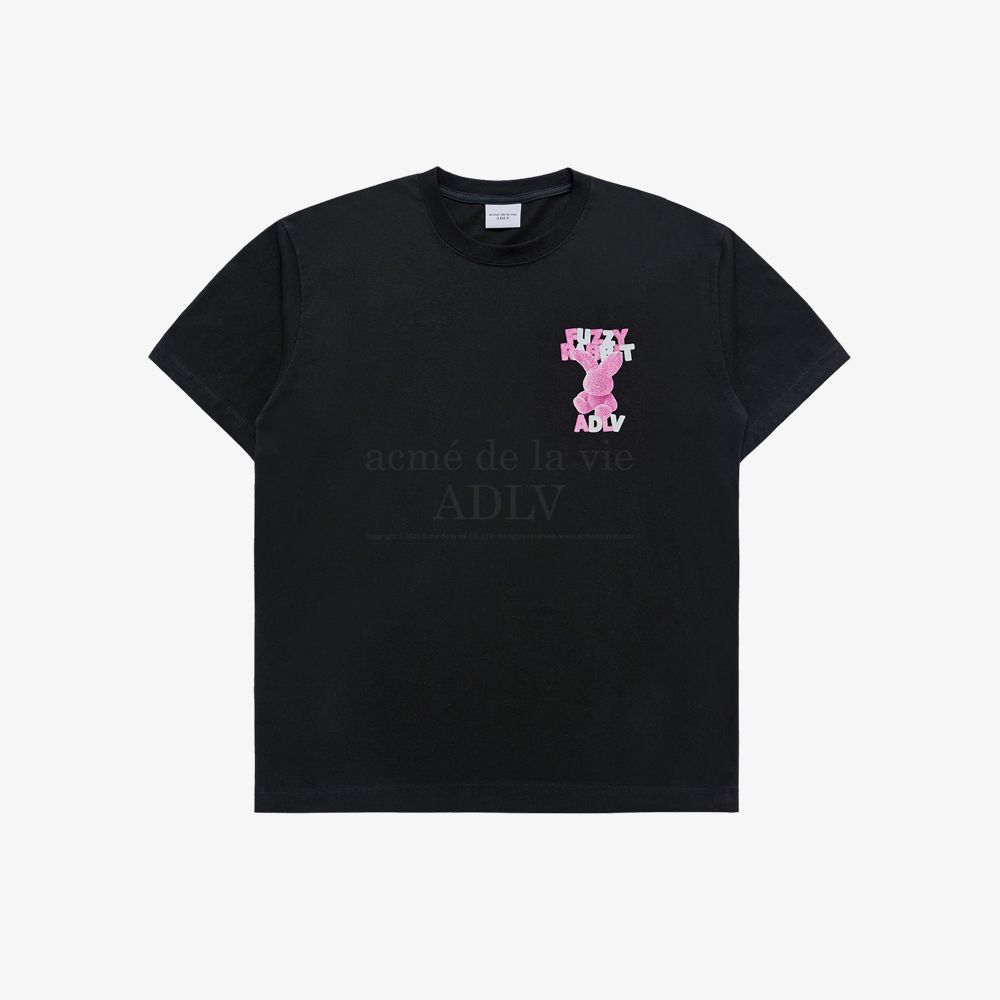 ADLV - Áo Thun ADLV Fuzzy Font Rabbit Đen