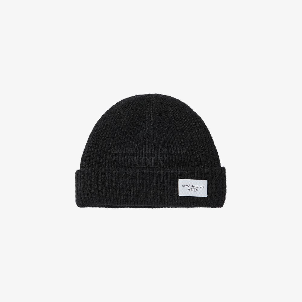 ADLV - Mũ Beanie Basic Logo Label Point Đen