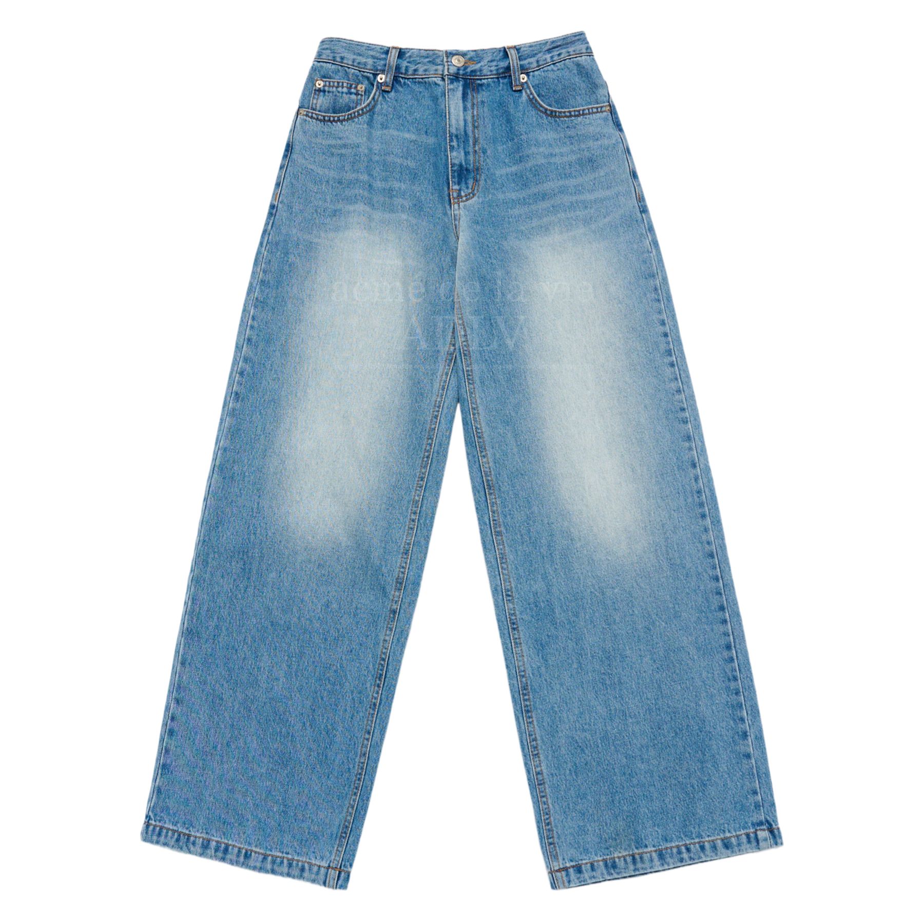 ADLV - Quần Denim Nữ Ống Đứng Cat Brush Washing Xanh Dương