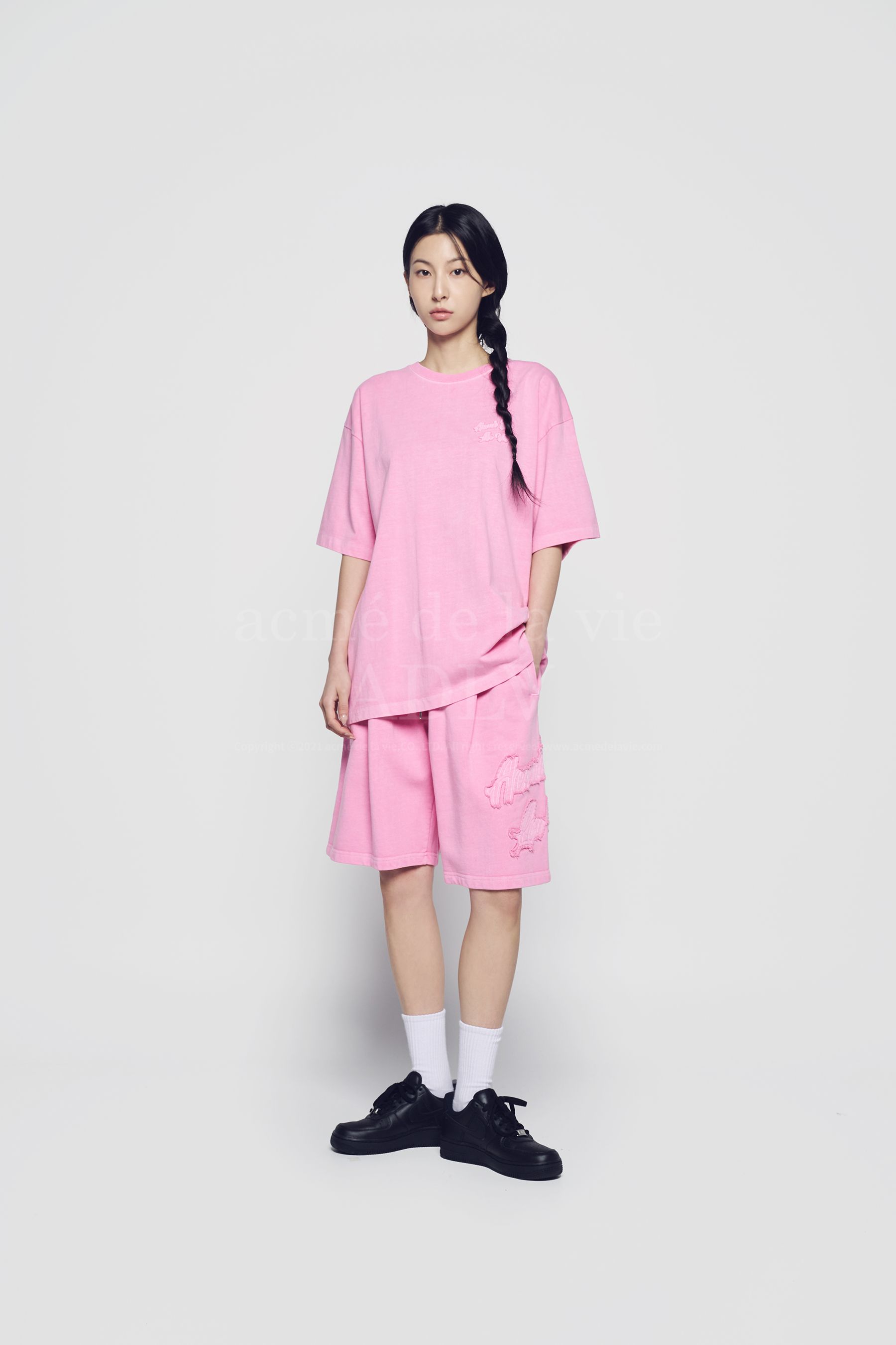 ADLV - Quần Short Applique Logo Pigment Hồng