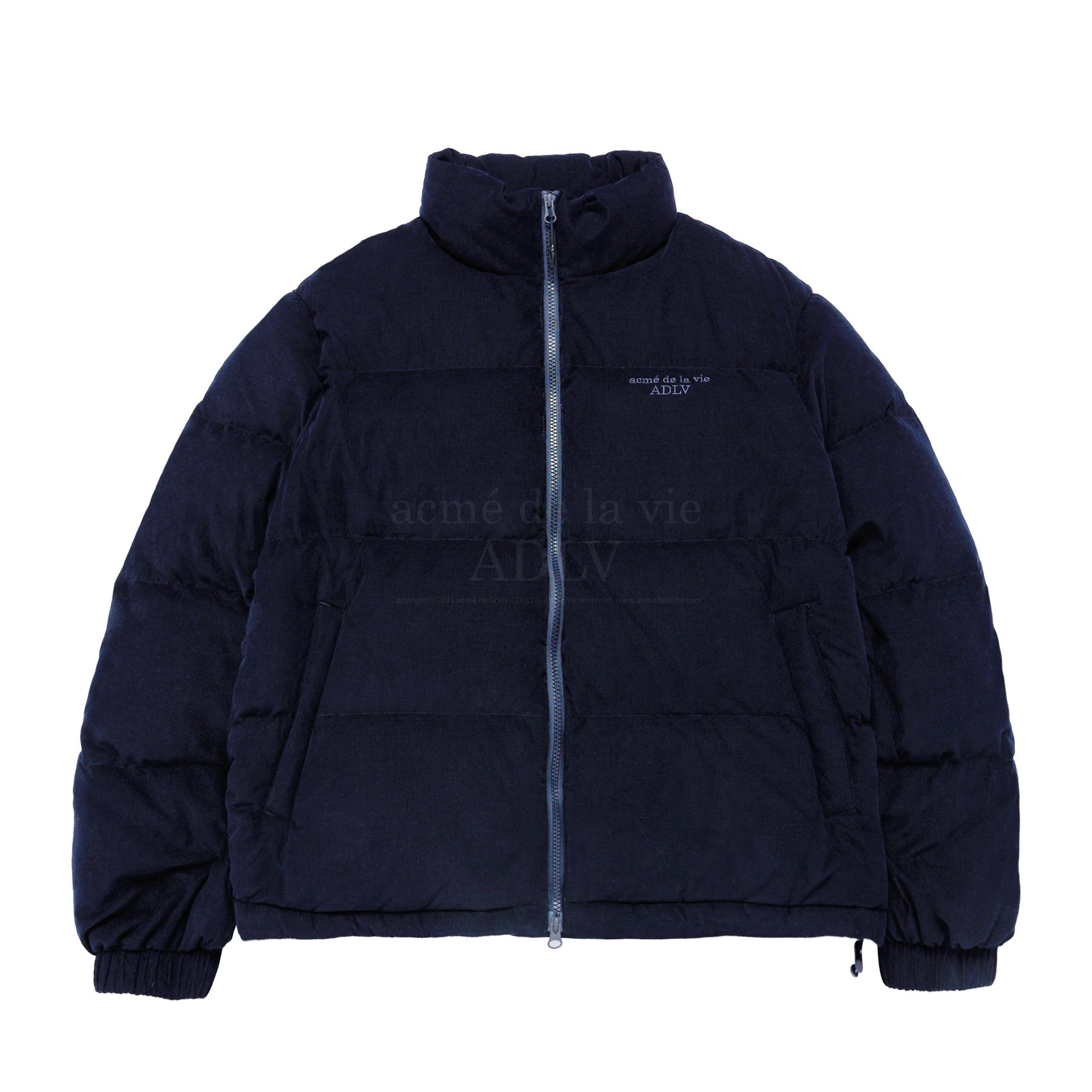 ADLV - Áo Khoác Basic Logo Oversize Corduroy Short Duck Down Xanh Navy