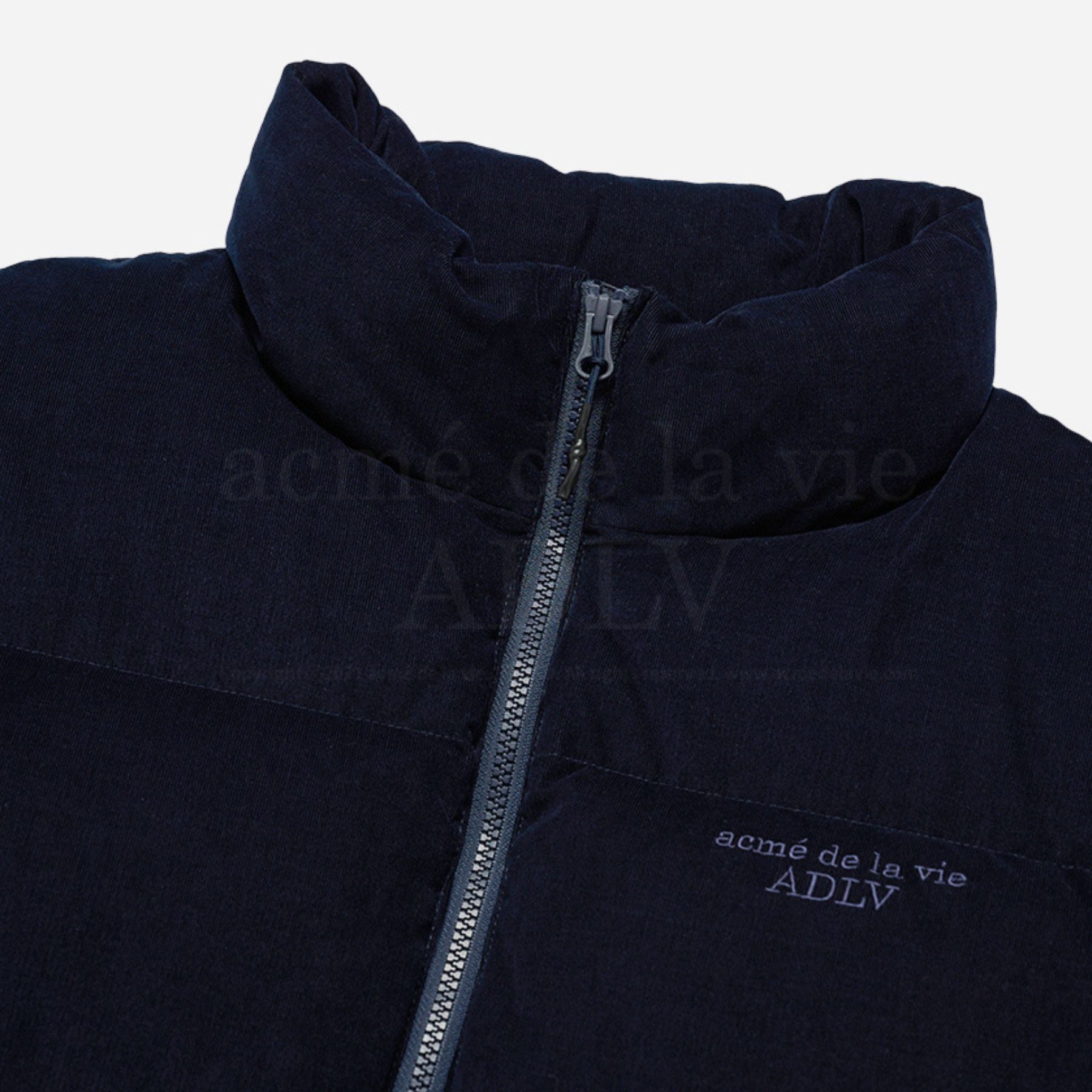 ADLV - Áo Khoác Basic Logo Oversize Corduroy Short Duck Down Xanh Navy
