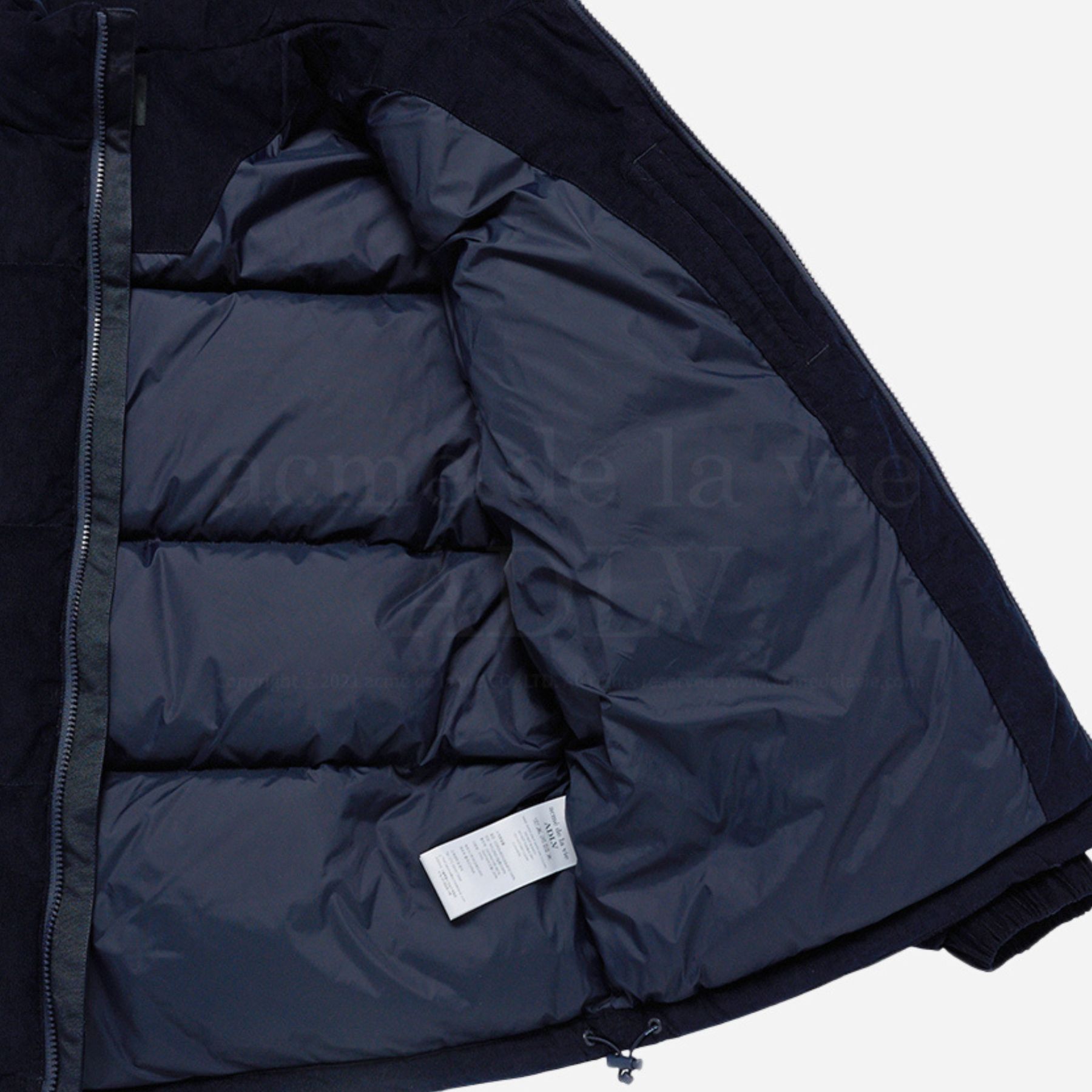 ADLV - Áo Khoác Basic Logo Oversize Corduroy Short Duck Down Xanh Navy