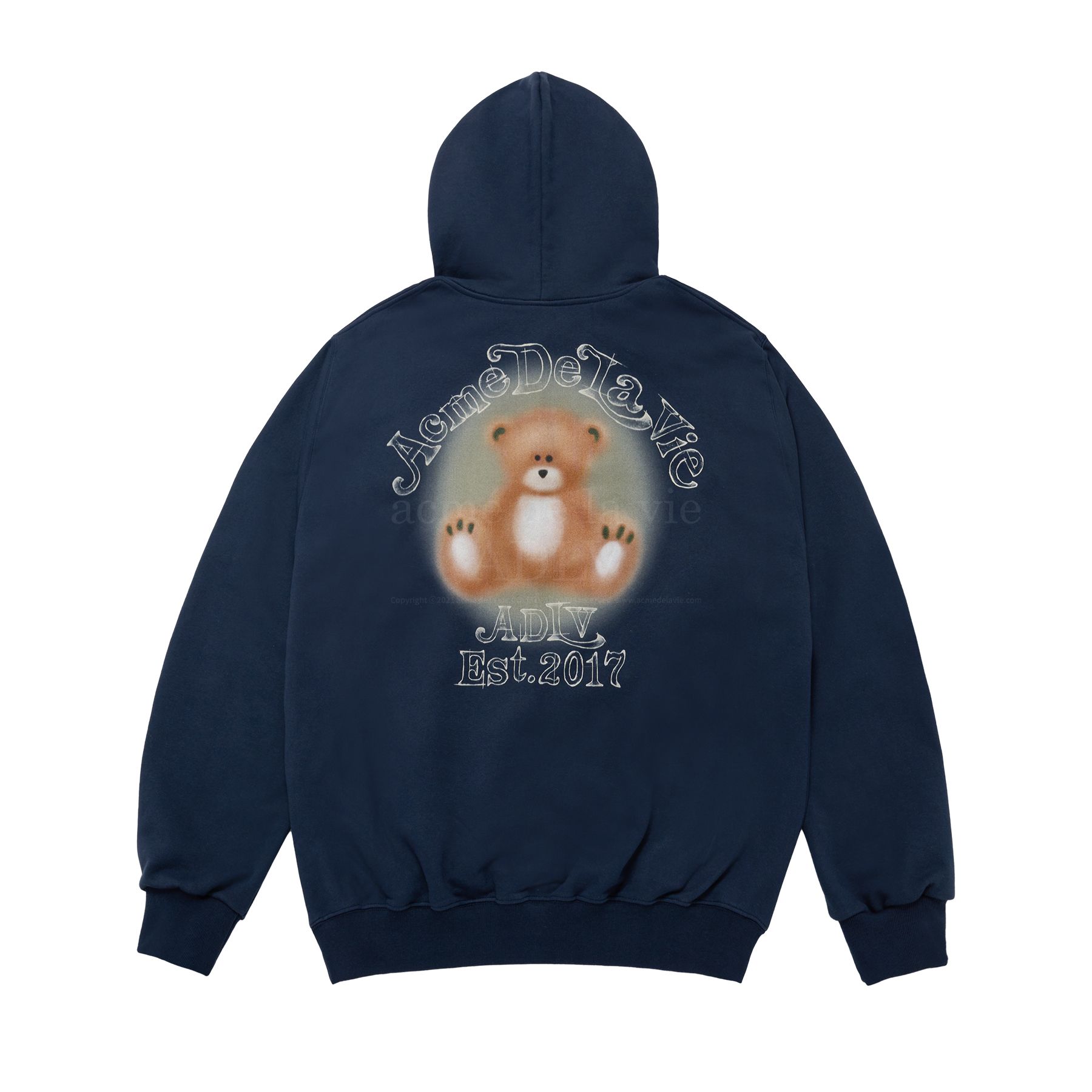 ADLV - Áo Hoodie Blur Sketch Bear Xanh Navy