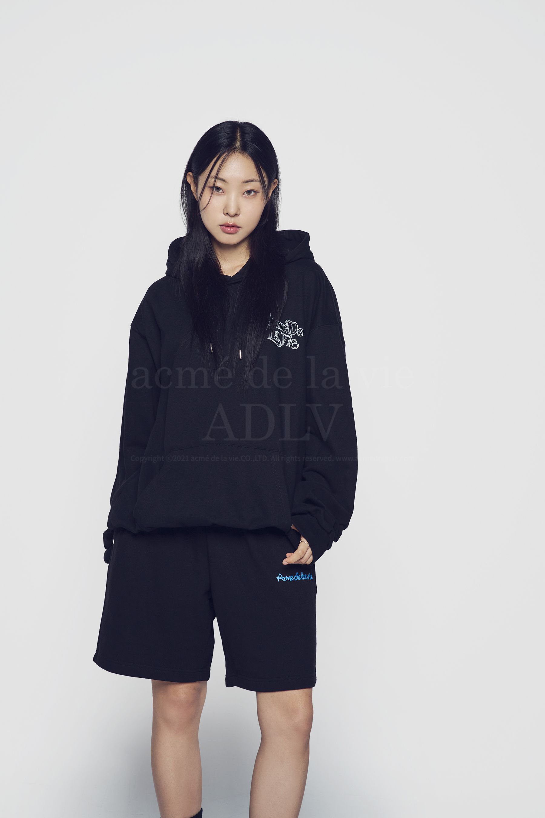 ADLV - Áo Hoodie Blur Sketch Bear Xanh Navy