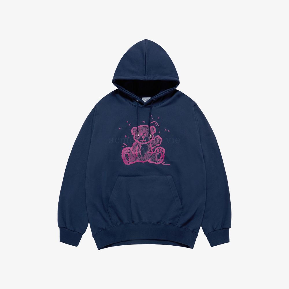 ADLV - Áo Hoodie Hand Sketch Bear Xanh Navy