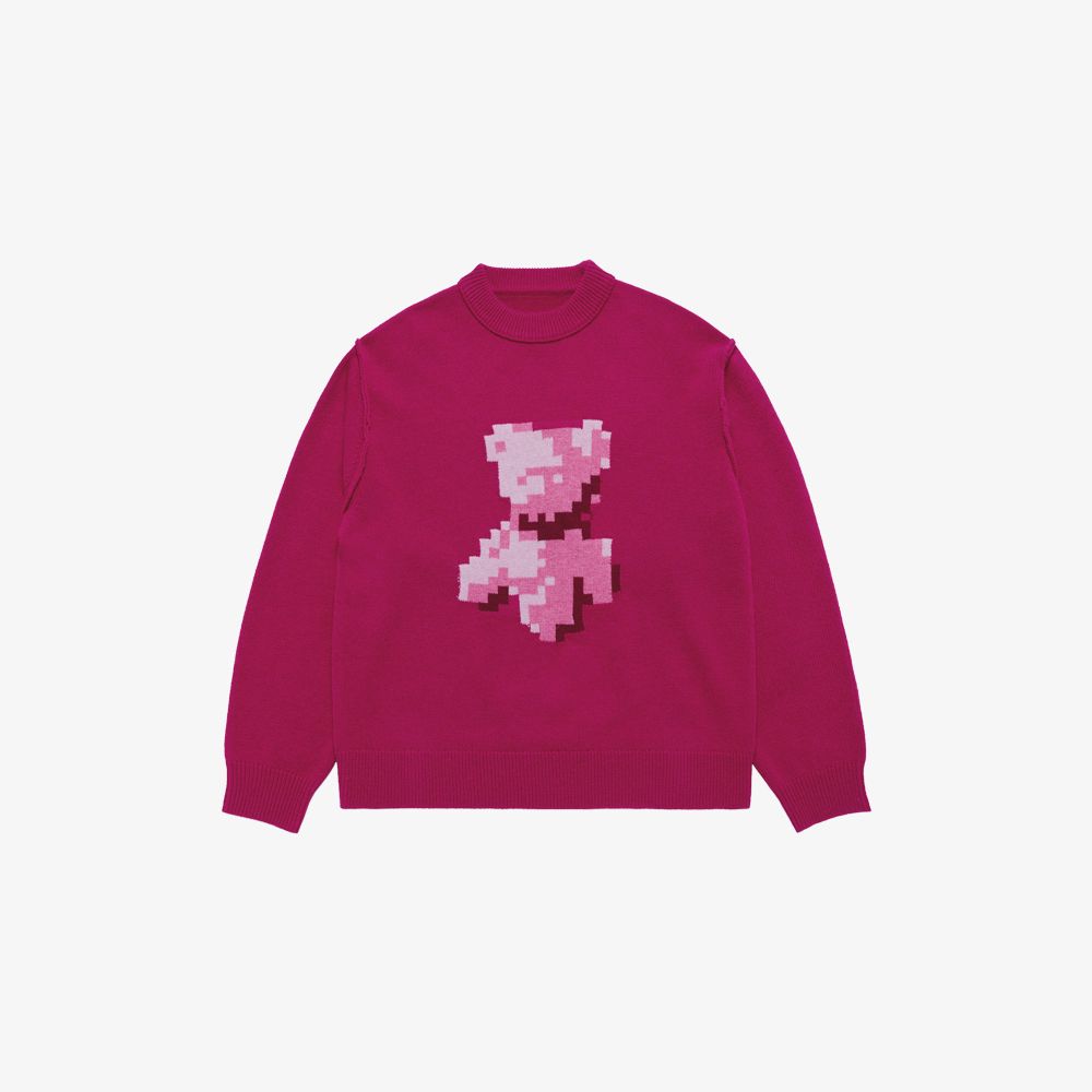 ADLV - Áo Len Pixel Bear Artwork Hồng