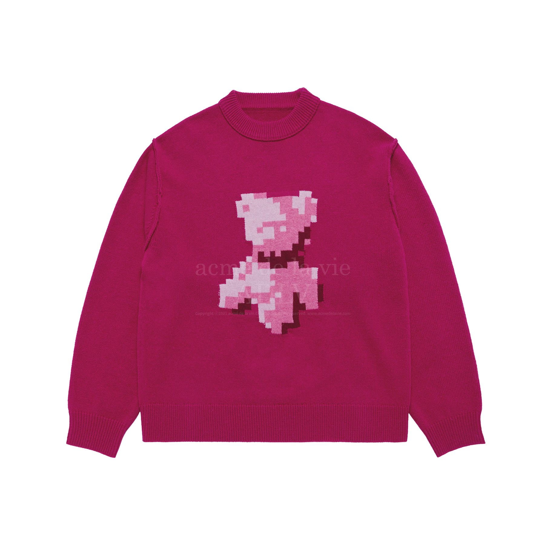 ADLV - Áo Len Pixel Bear Artwork Hồng