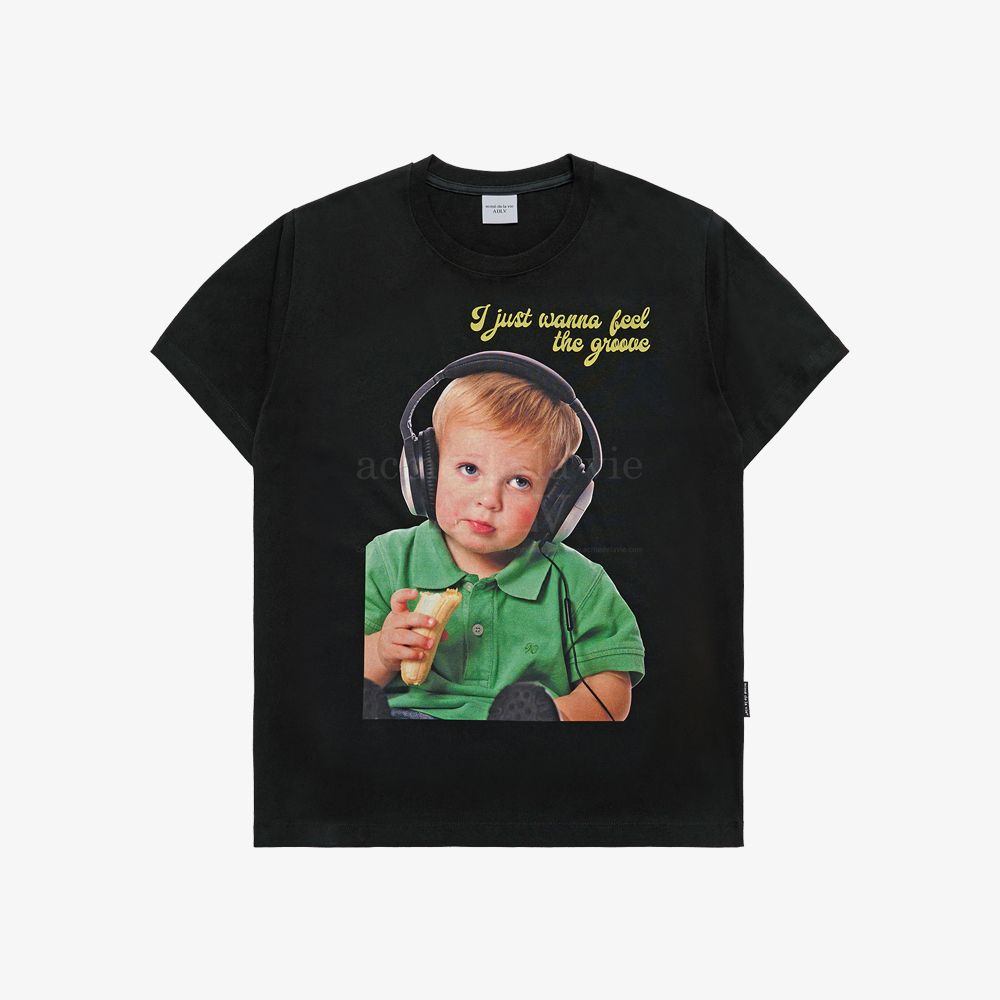 ADLV - Áo Thun ADLV Baby Face Headset Boy Lettering Đen
