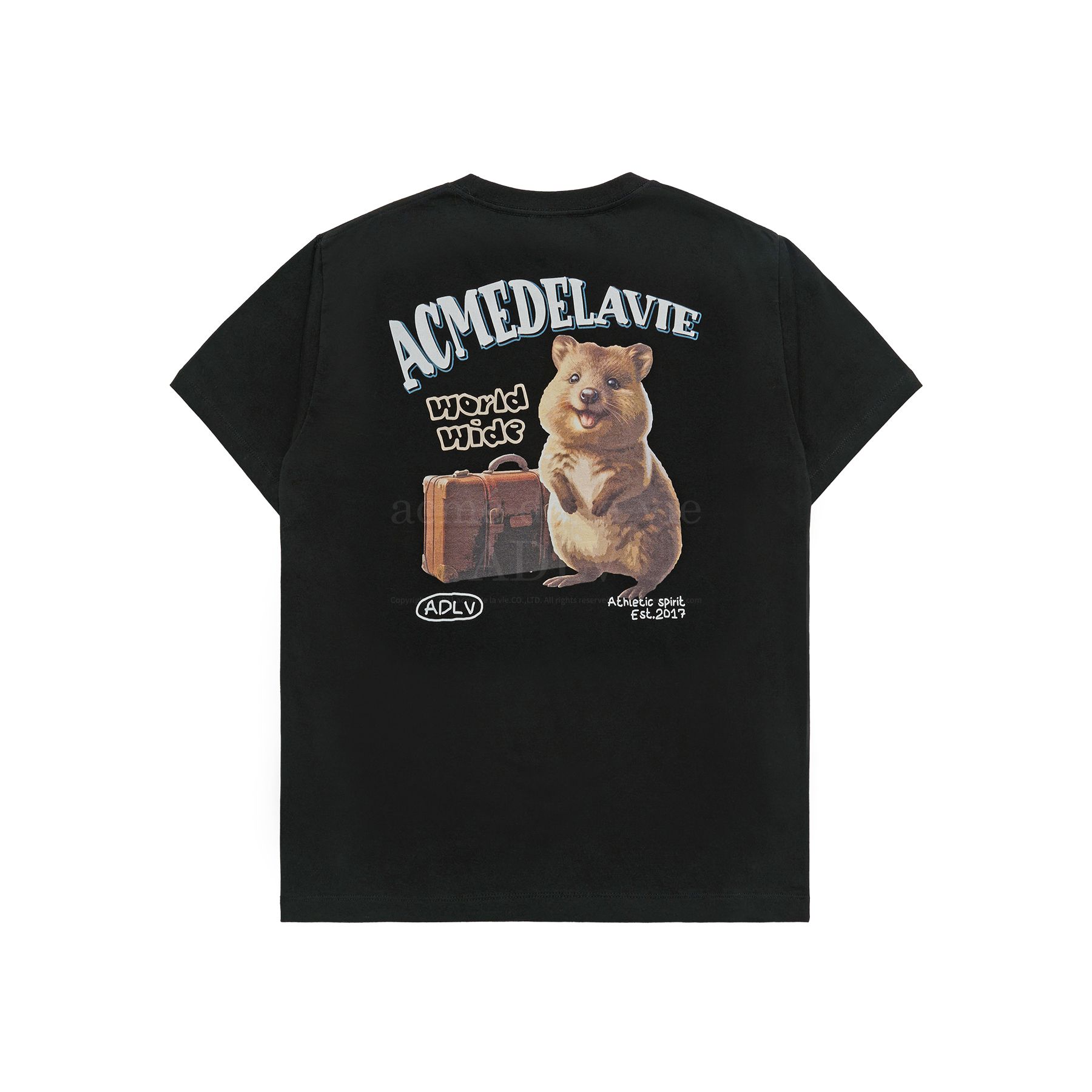 ADLV - Áo Thun ADLV World Wide Travel Quokka Artwork Đen