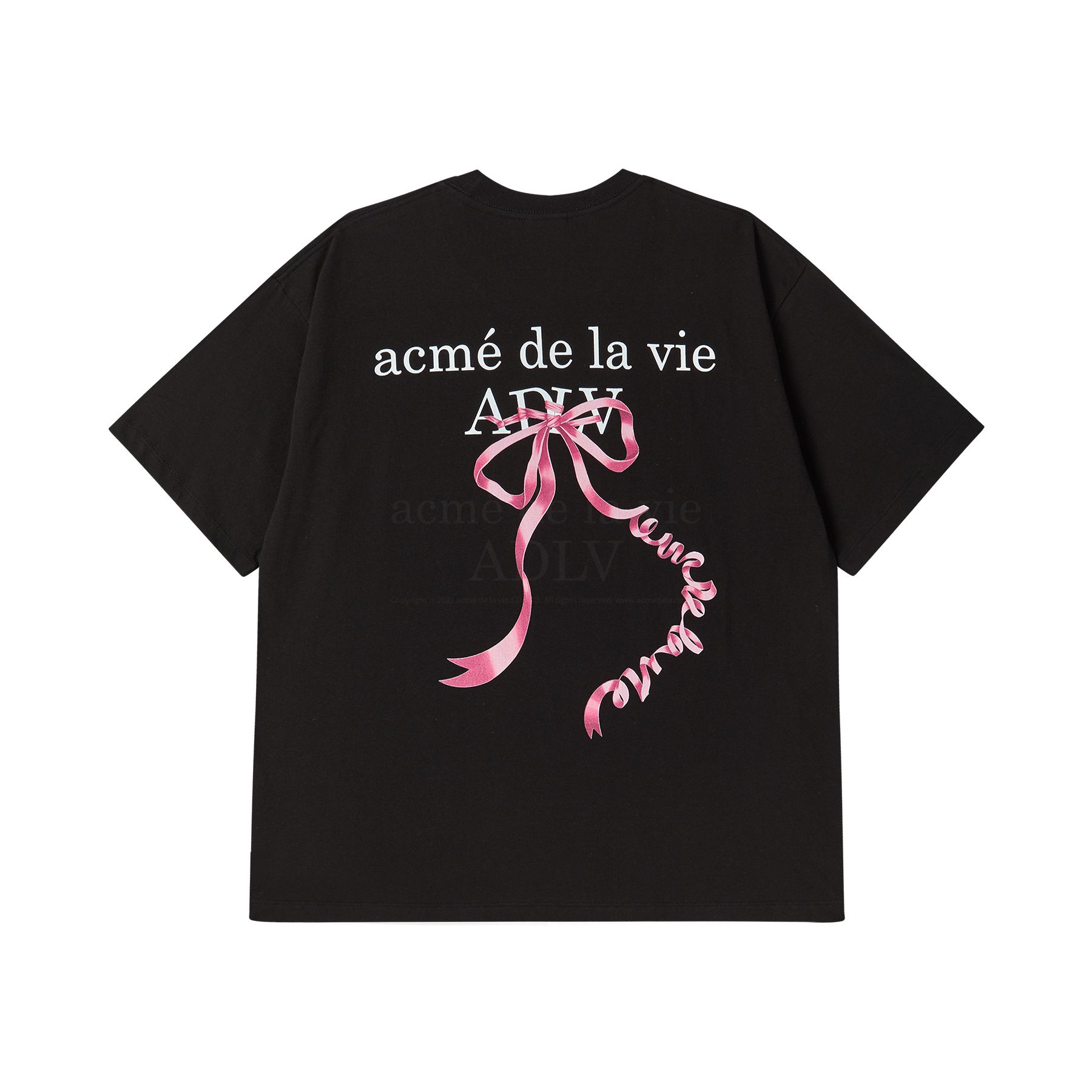 ADLV - Áo Thun Ribbon Basic Logo Đen