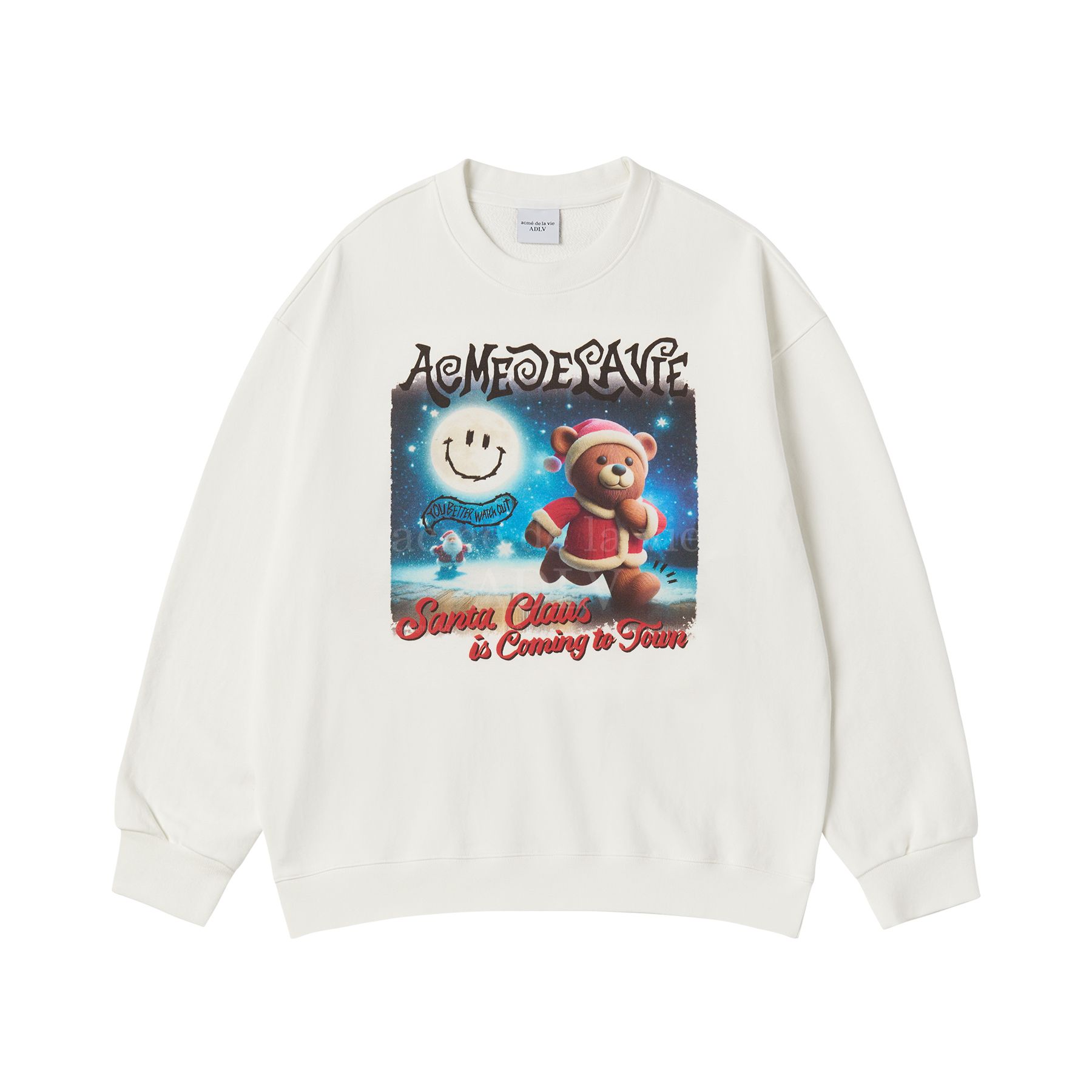 ADLV - Áo Nỉ Running Santa Bear Kem