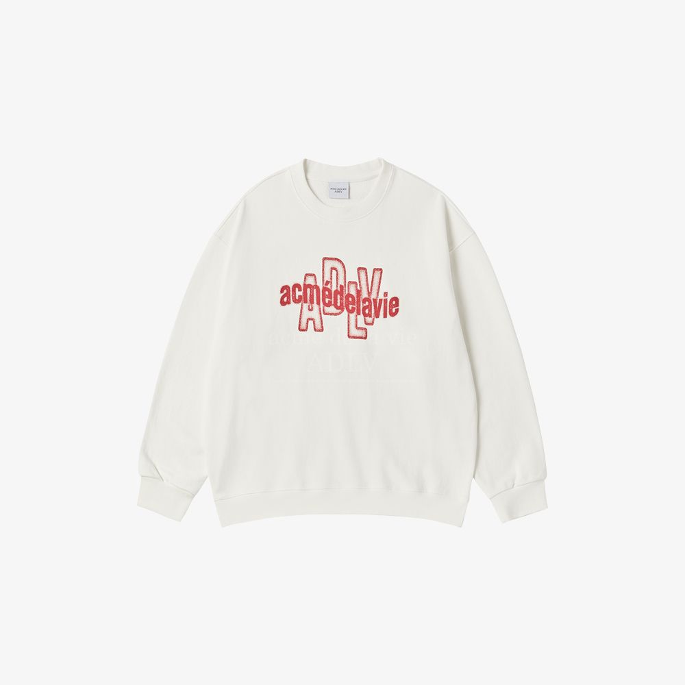 ADLV - Áo Nỉ Spray Overlay Logo Kem