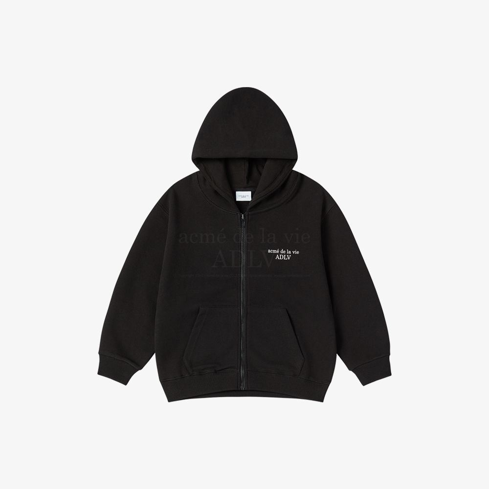 ADLV - [KIDS] Áo Hoodie Zip Up Basic Logo Đen