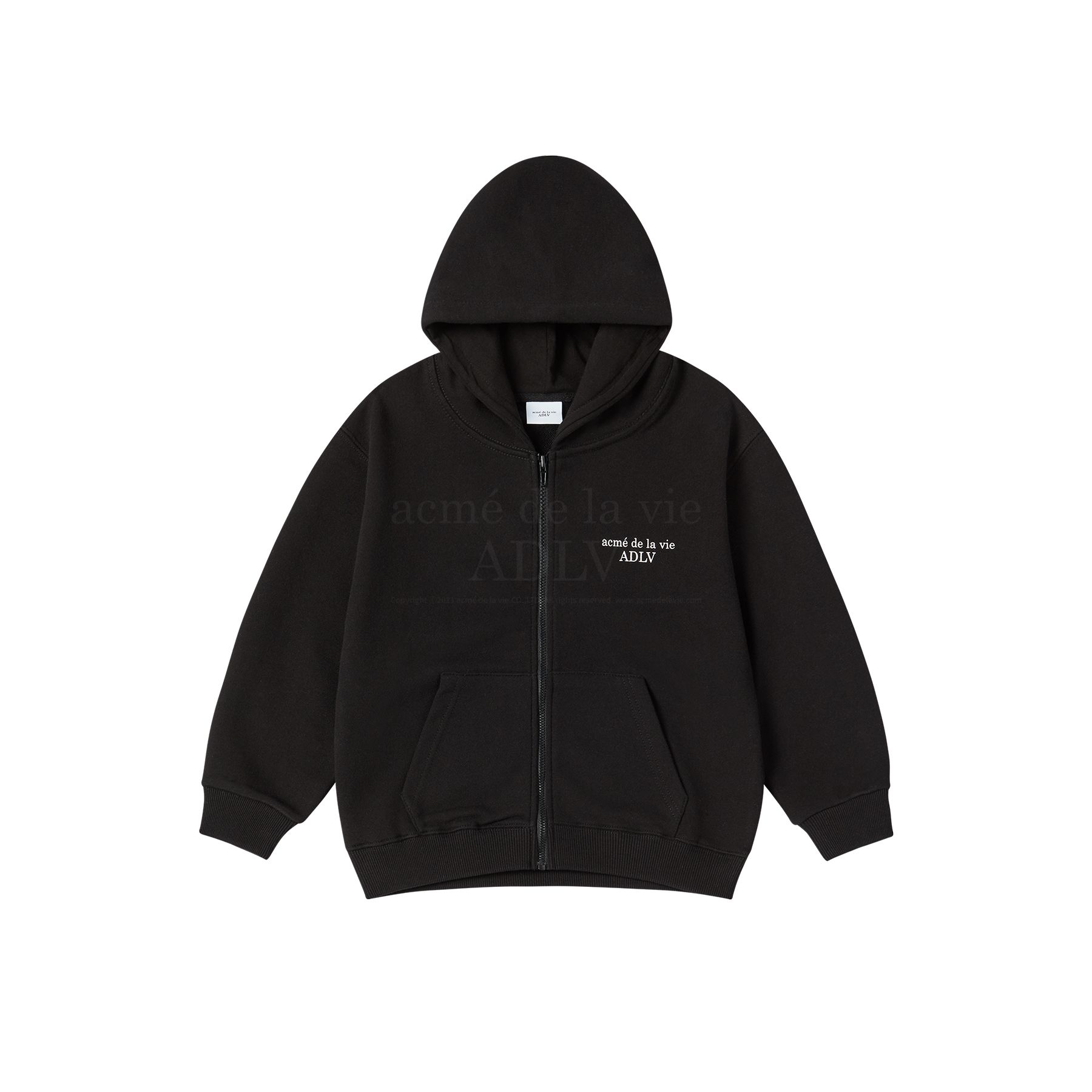 ADLV - [KIDS] Áo Hoodie Zip Up Basic Logo Đen