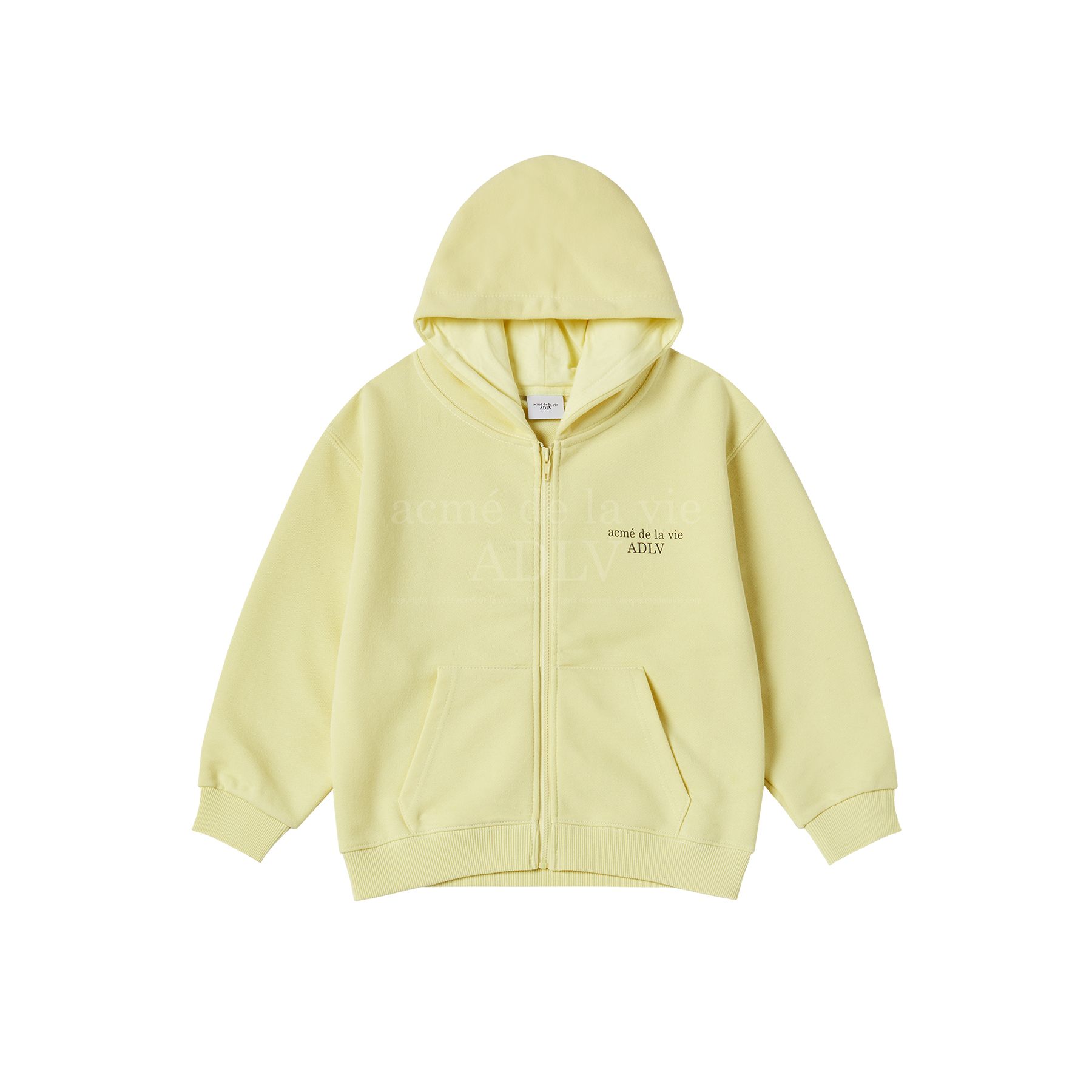 ADLV - [KIDS] Áo Hoodie Zip Up Basic Logo Vàng Nhạt