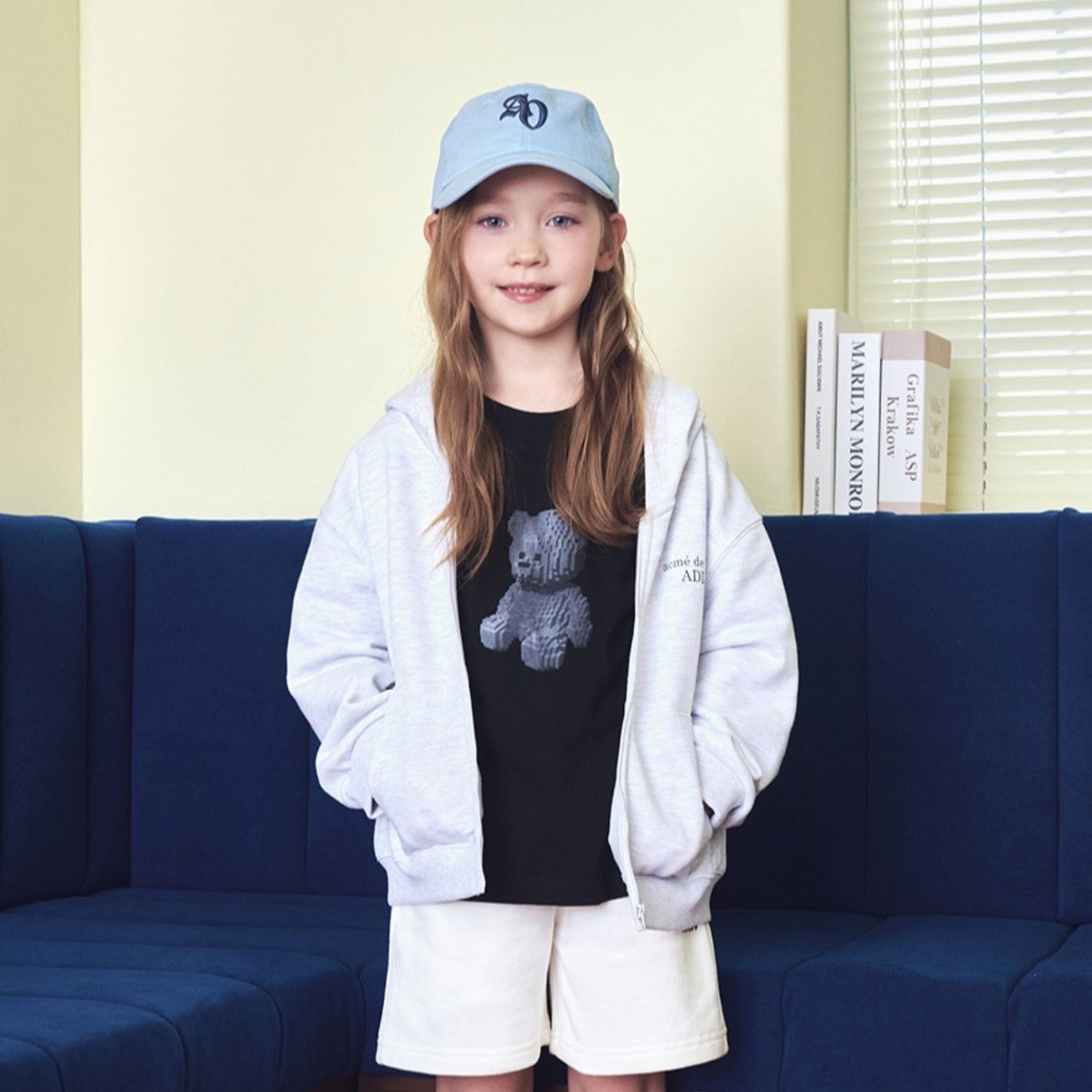 [KIDS] Áo Hoodie Zip Up Basic Logo Melange