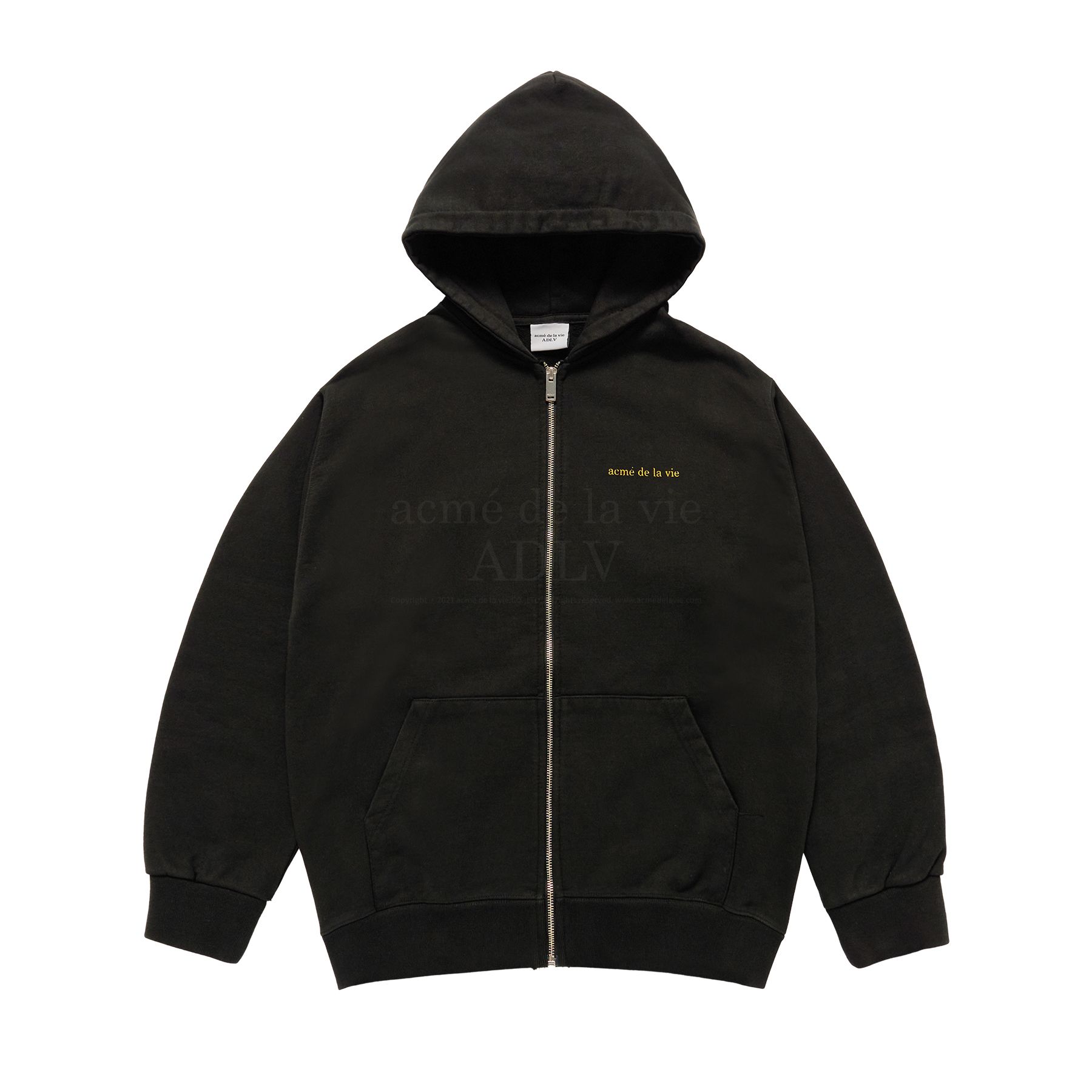 Áo Hoodie Kéo Khóa Basic Bio Washing Đen