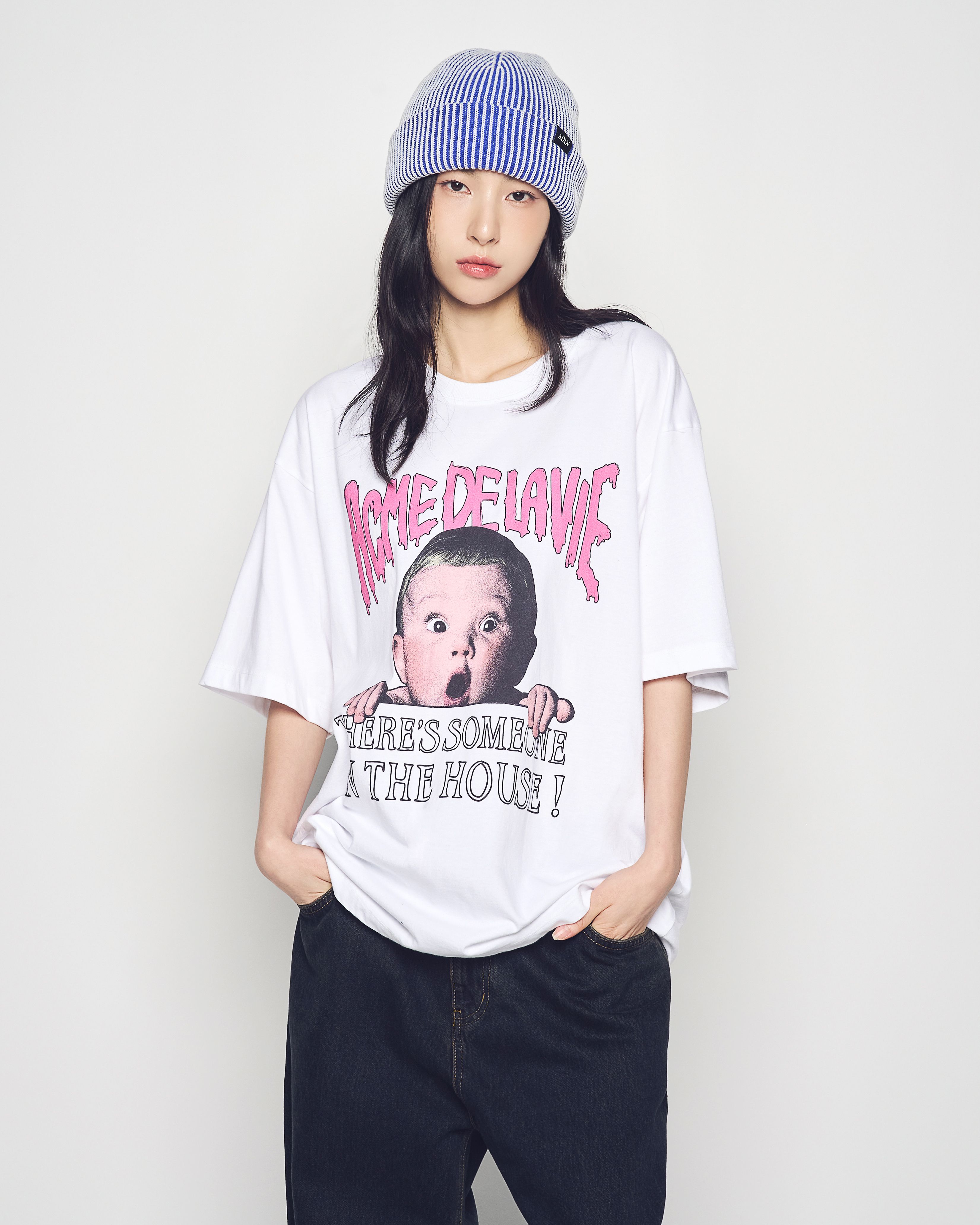 ADLV - Mũ Beanie Two Tone Label Point Xanh dương
