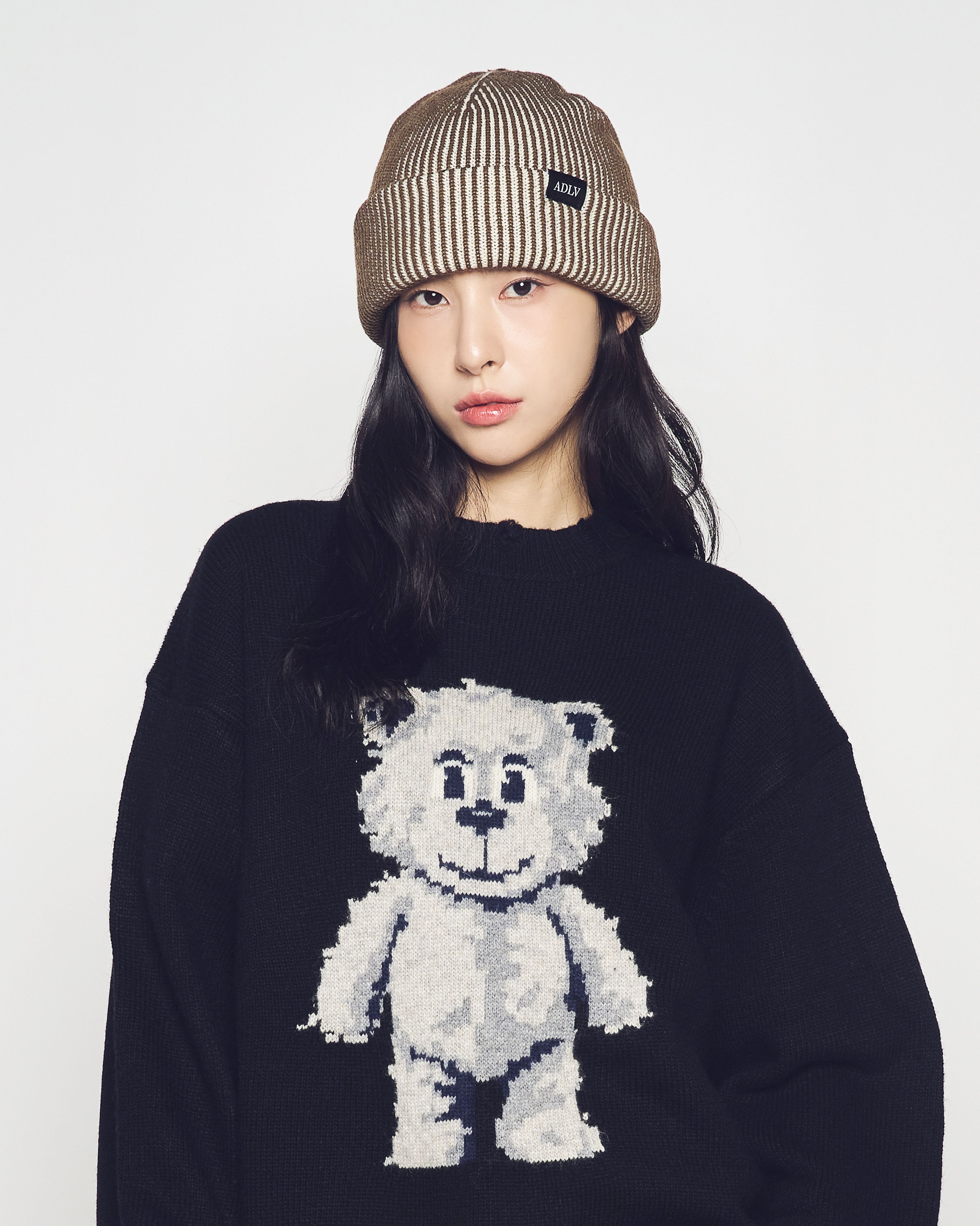 ADLV - Mũ Beanie Two Tone Label Point Nâu