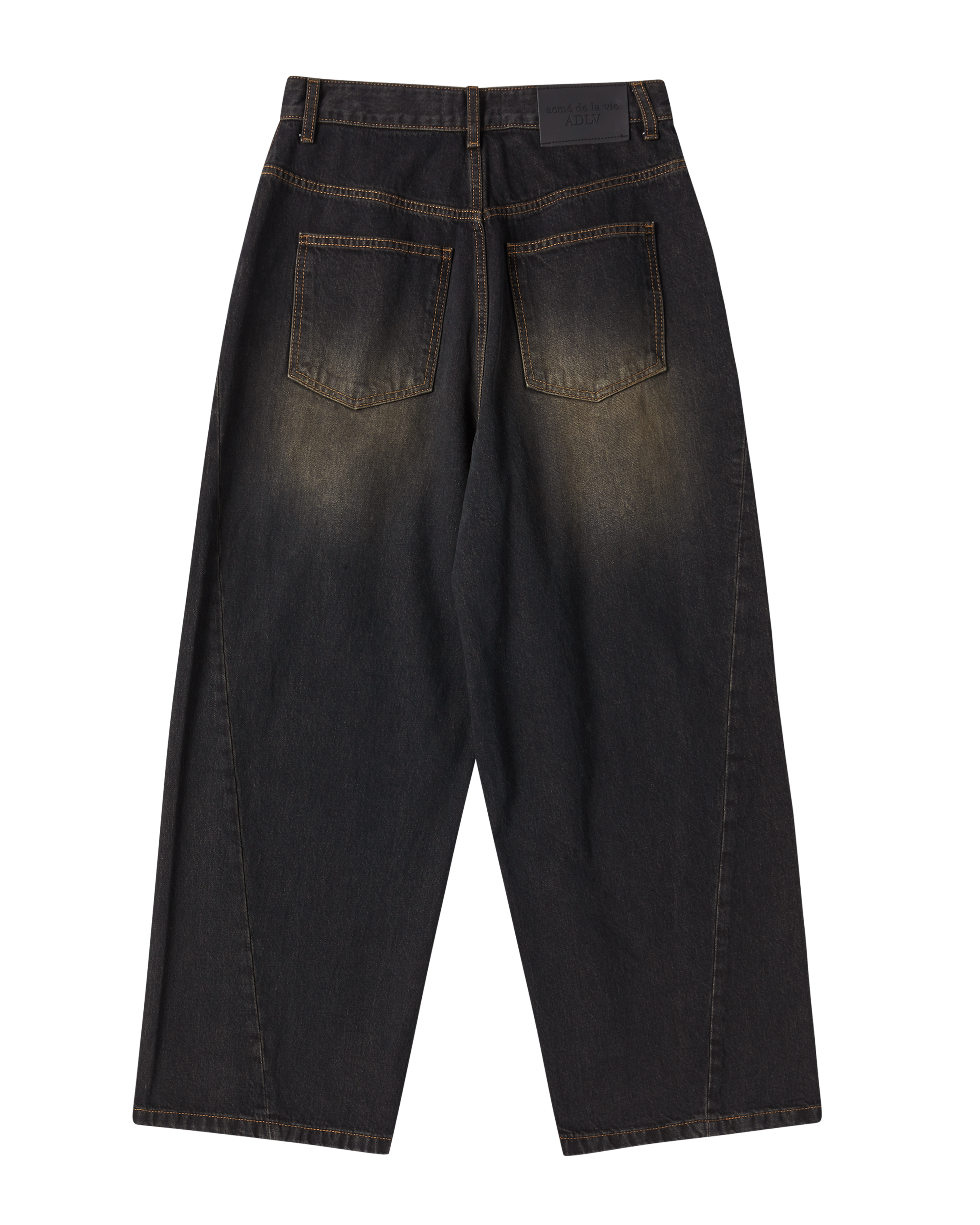 ADLV - Quần Denim Washed ống rộng Đen