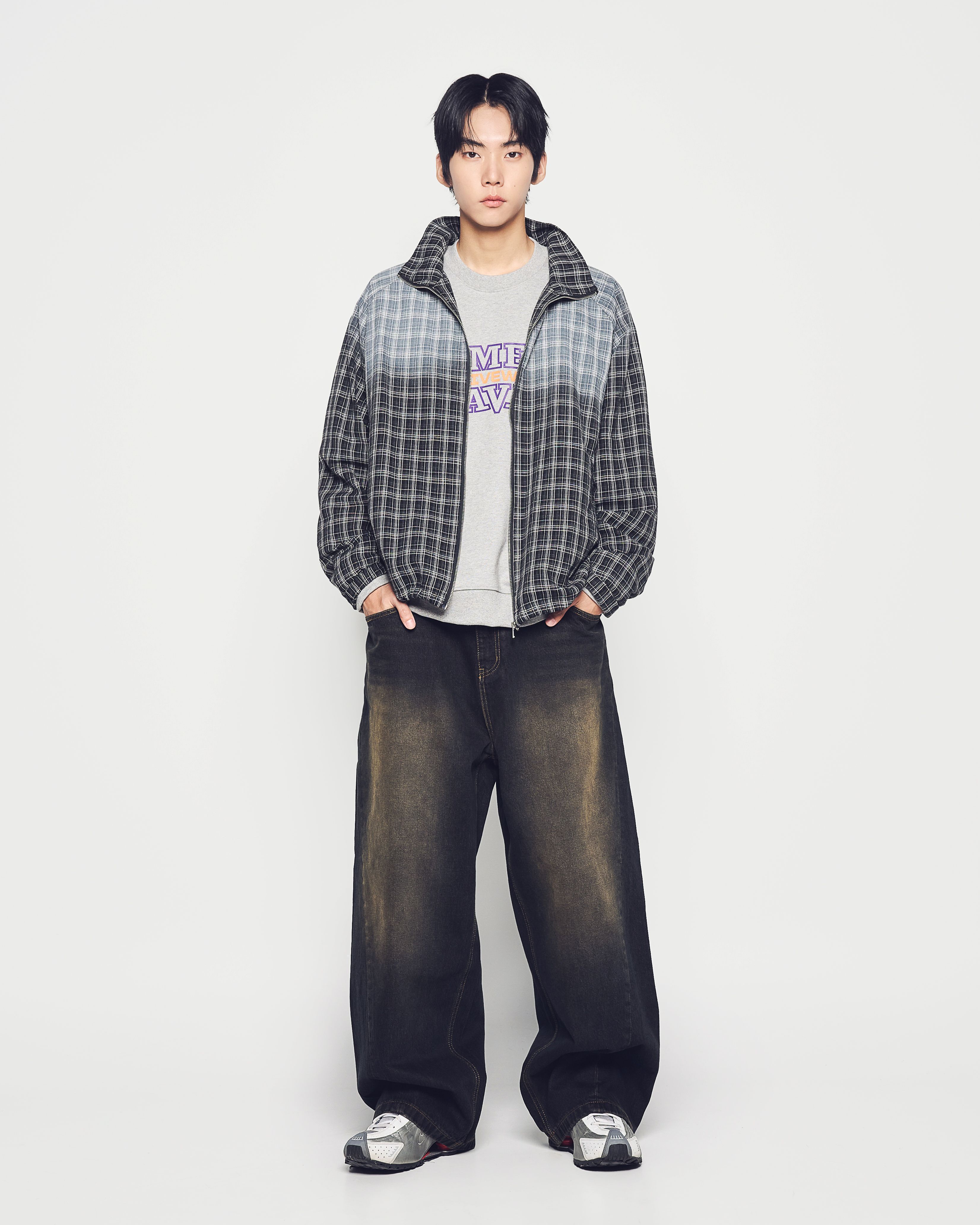 ADLV - Quần Denim Washed ống rộng Đen