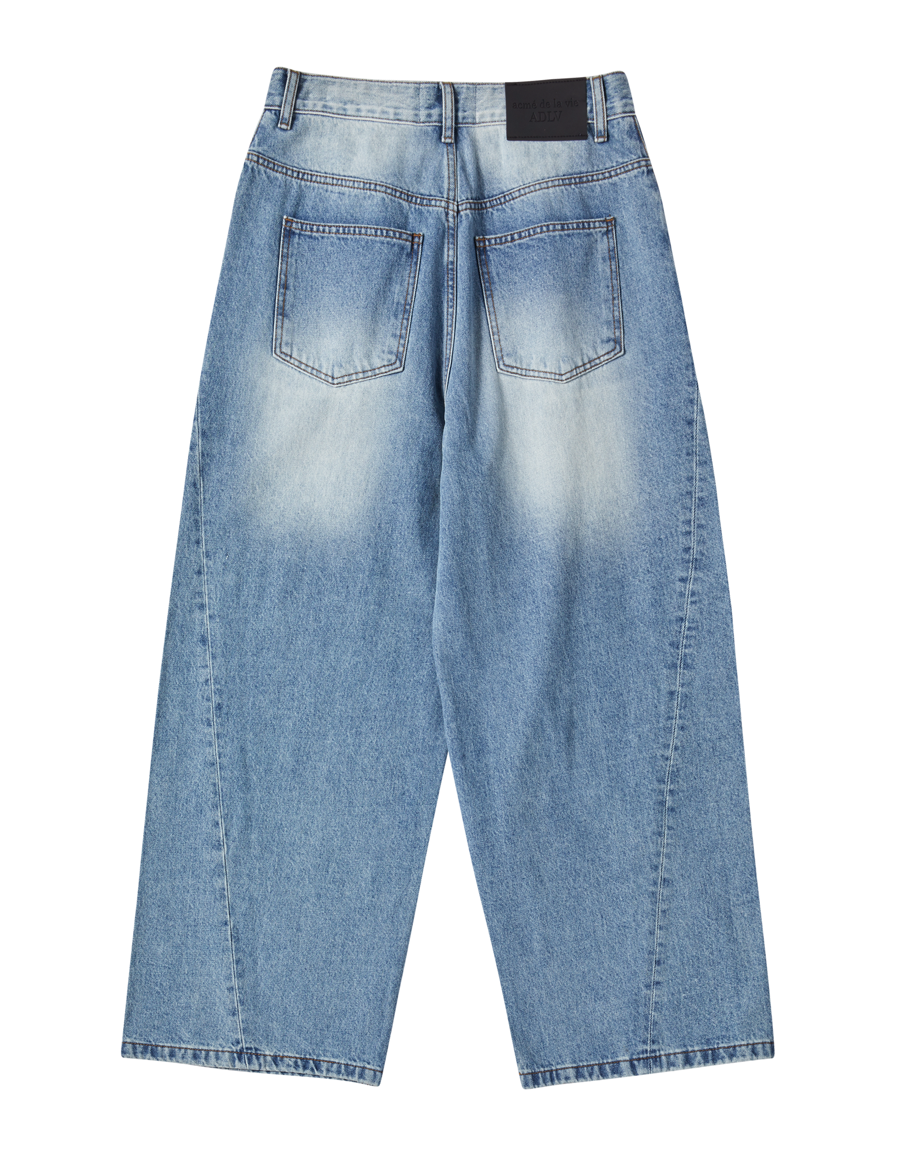 ADLV - Quần Denim Washed ống rộng Xanh dương