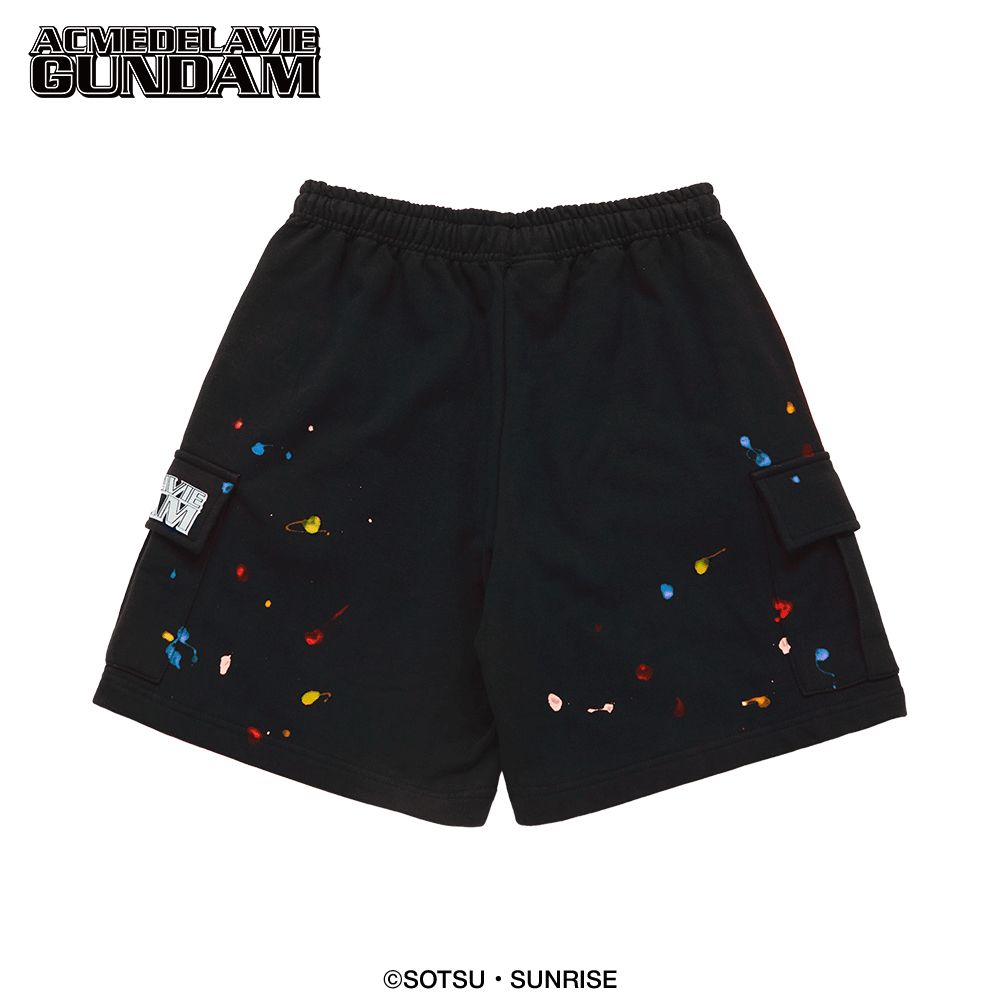 Quần shorts cargo MOBILE SUIT GUNDAM Painting Đen