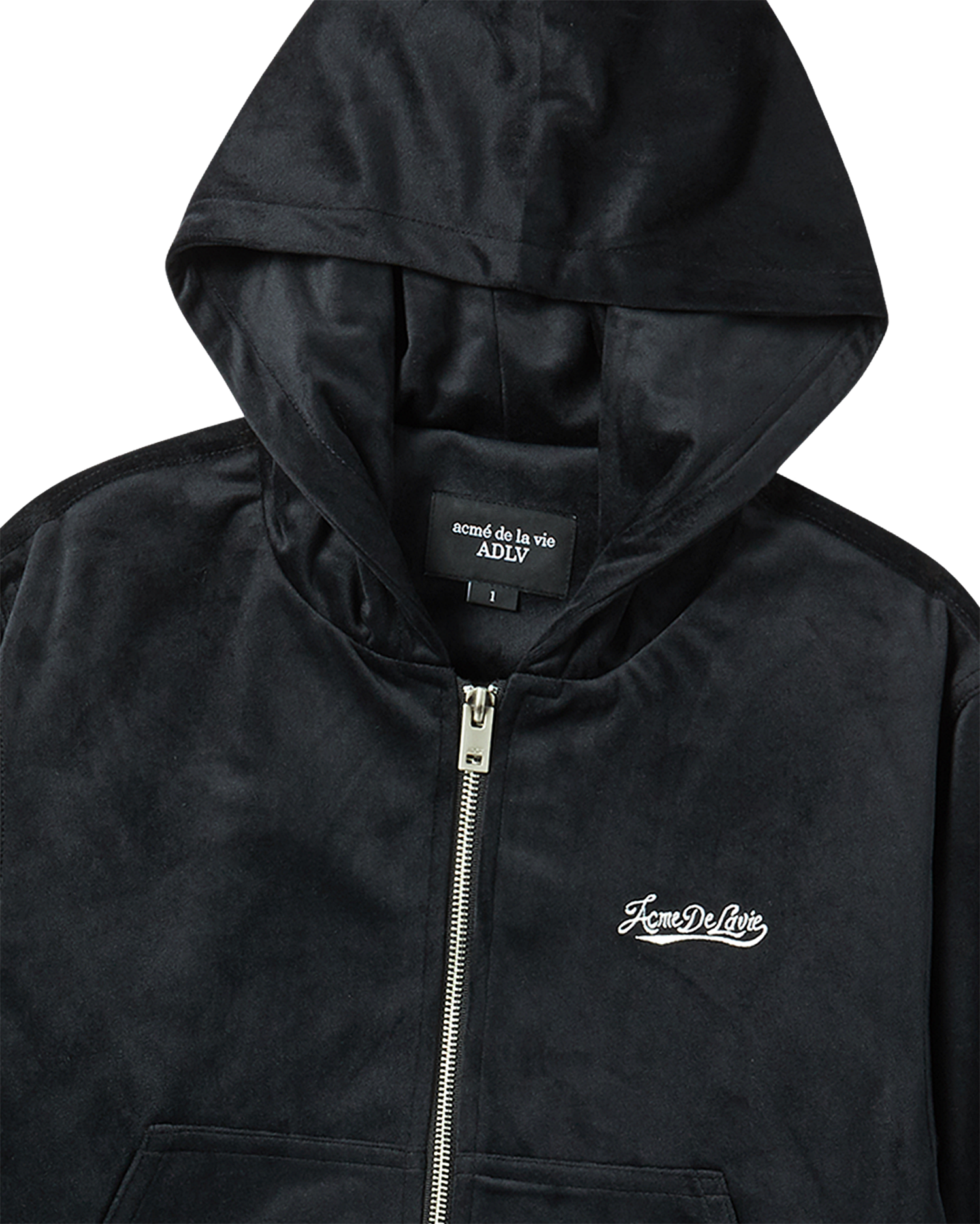 ADLV - Áo Hoodie kéo khóa nữ Velvet Đen