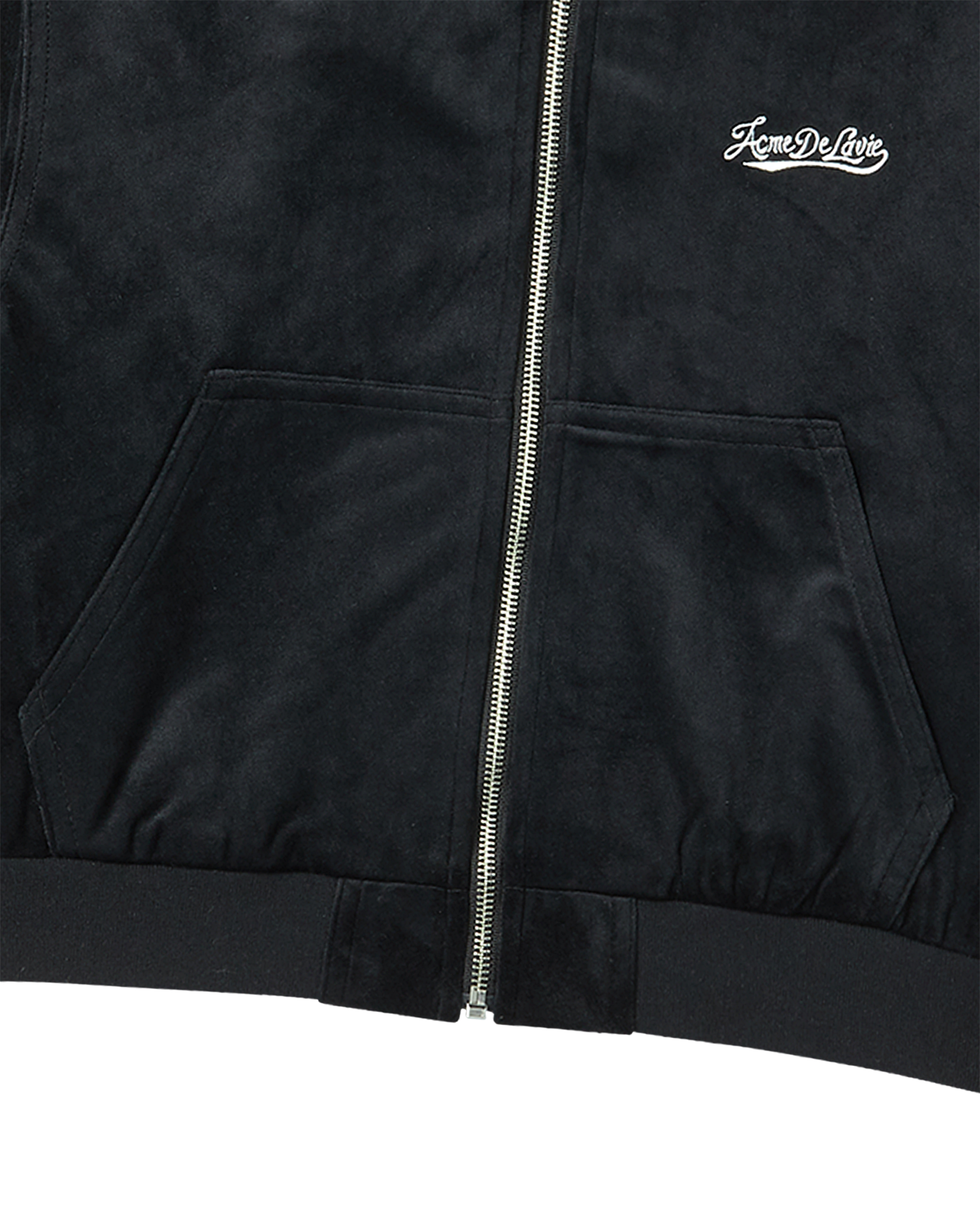 ADLV - Áo Hoodie kéo khóa nữ Velvet Đen