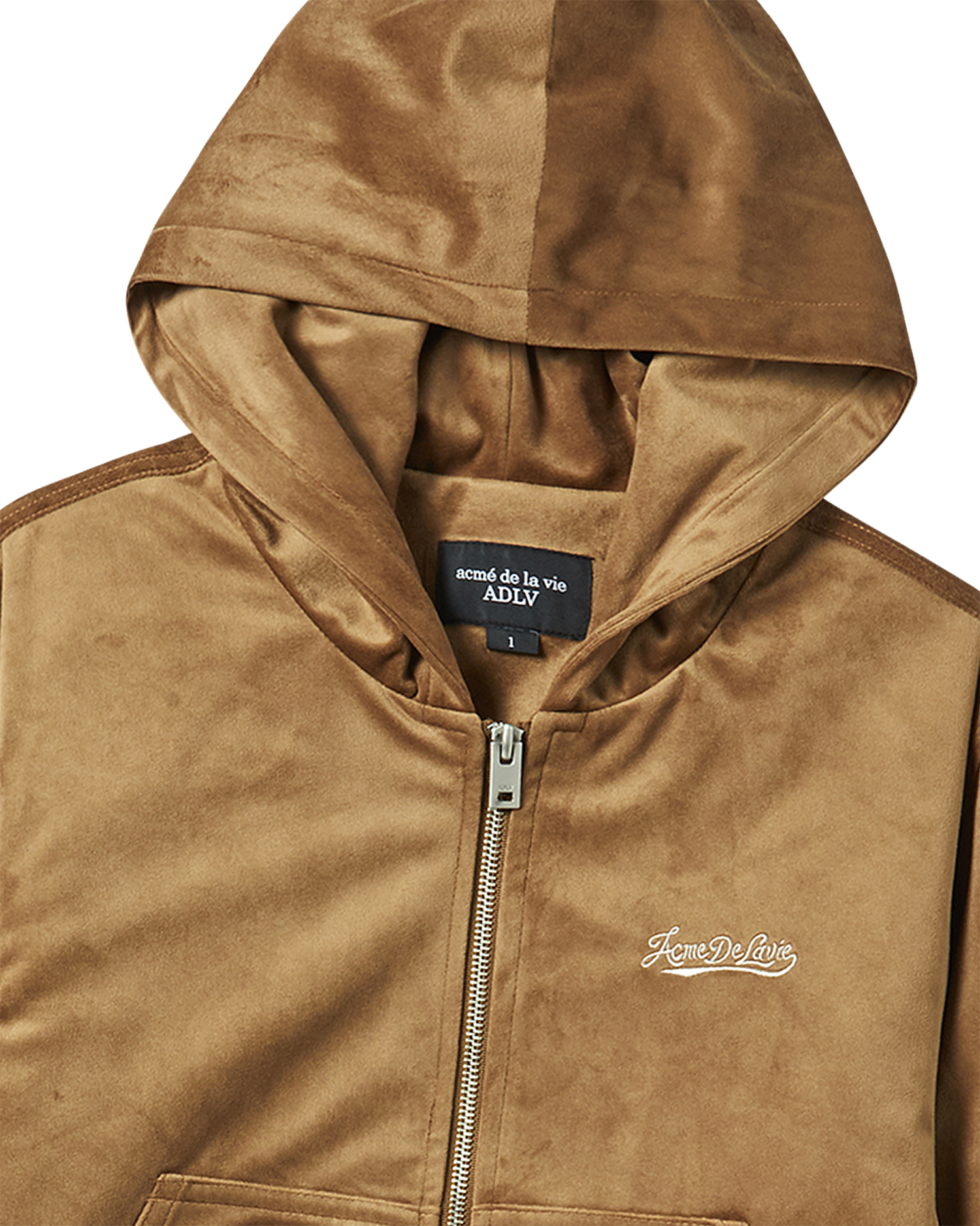 ADLV - Áo Hoodie kéo khóa nữ Velvet Nâu
